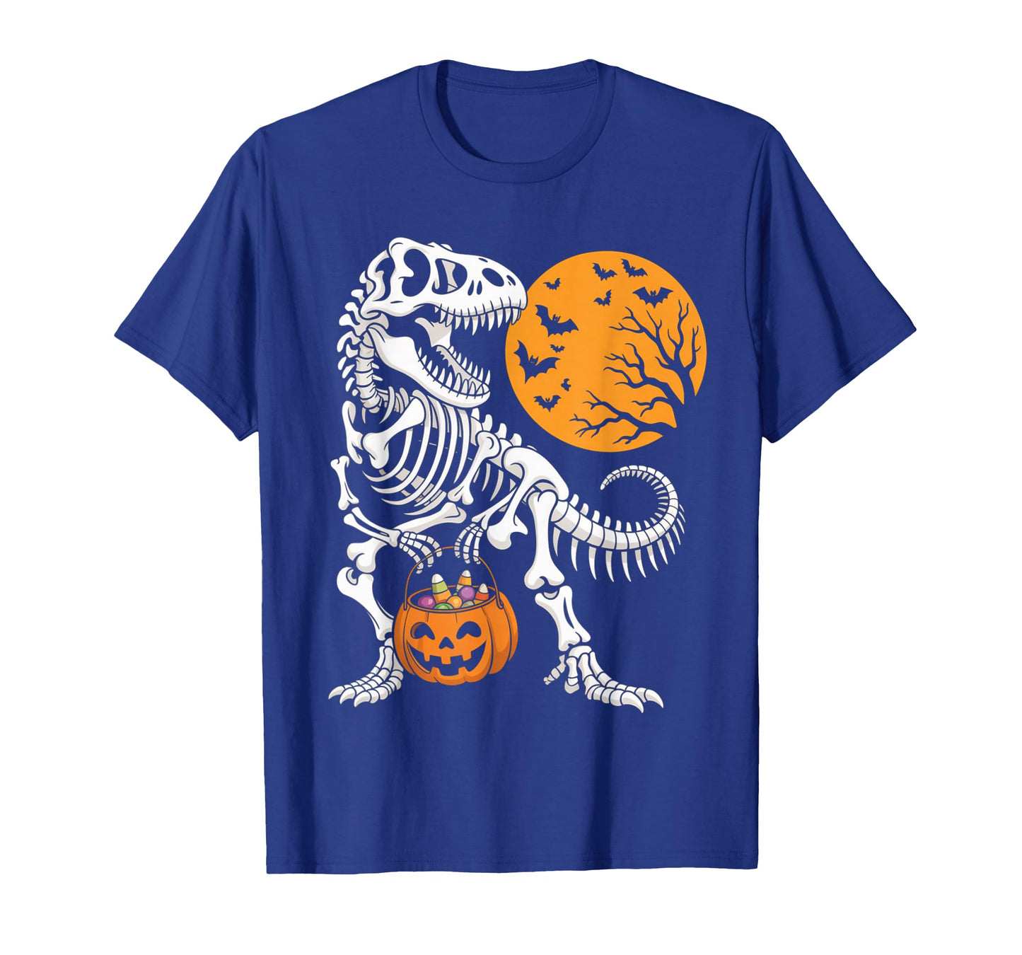 Halloween Boys Dinosaur Skeleton T rex Scary Pumpkin Spooky T-Shirt