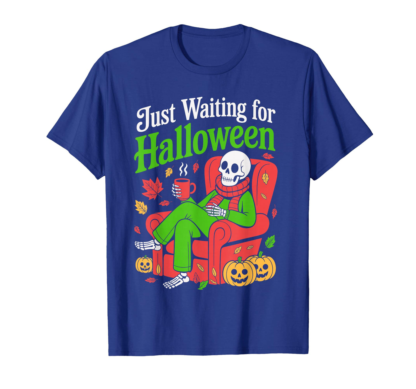 Just Waiting for Halloween Costume Summerween Skeleton Funny T-Shirt