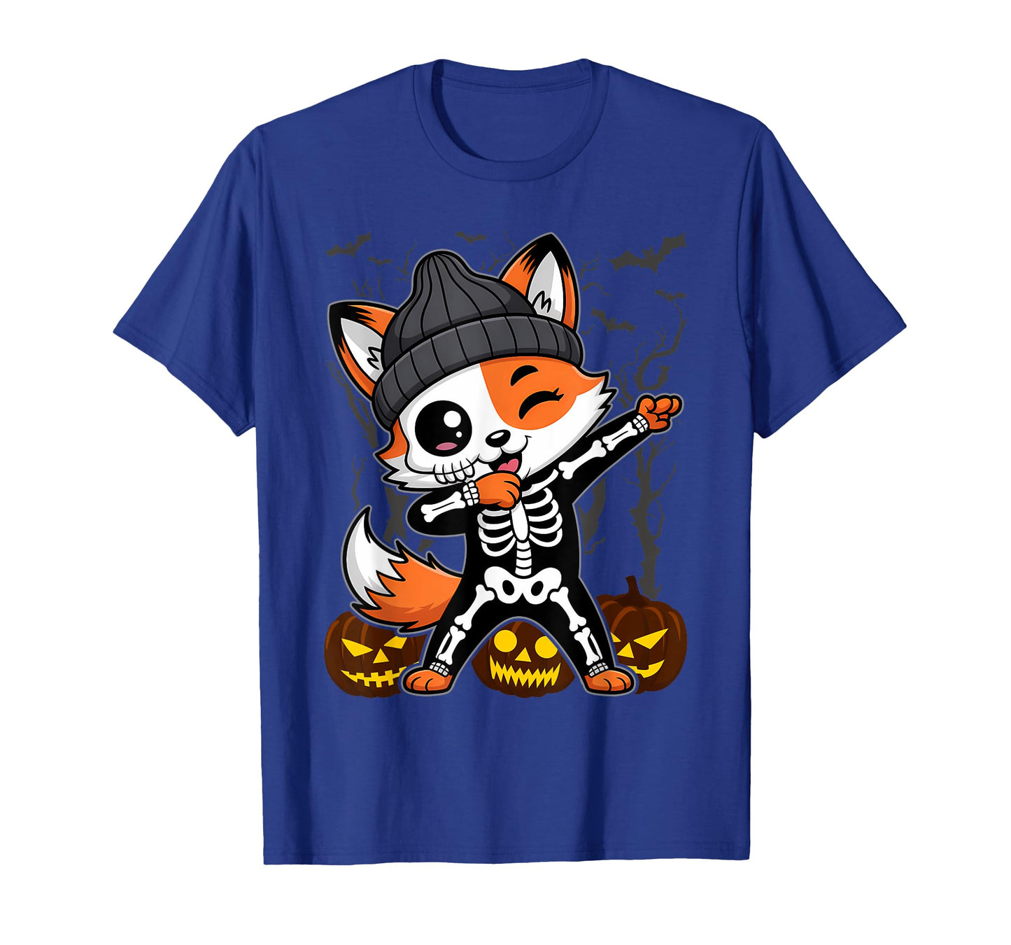 Halloween Skeleton Kids Women Men Fox T-Shirt
