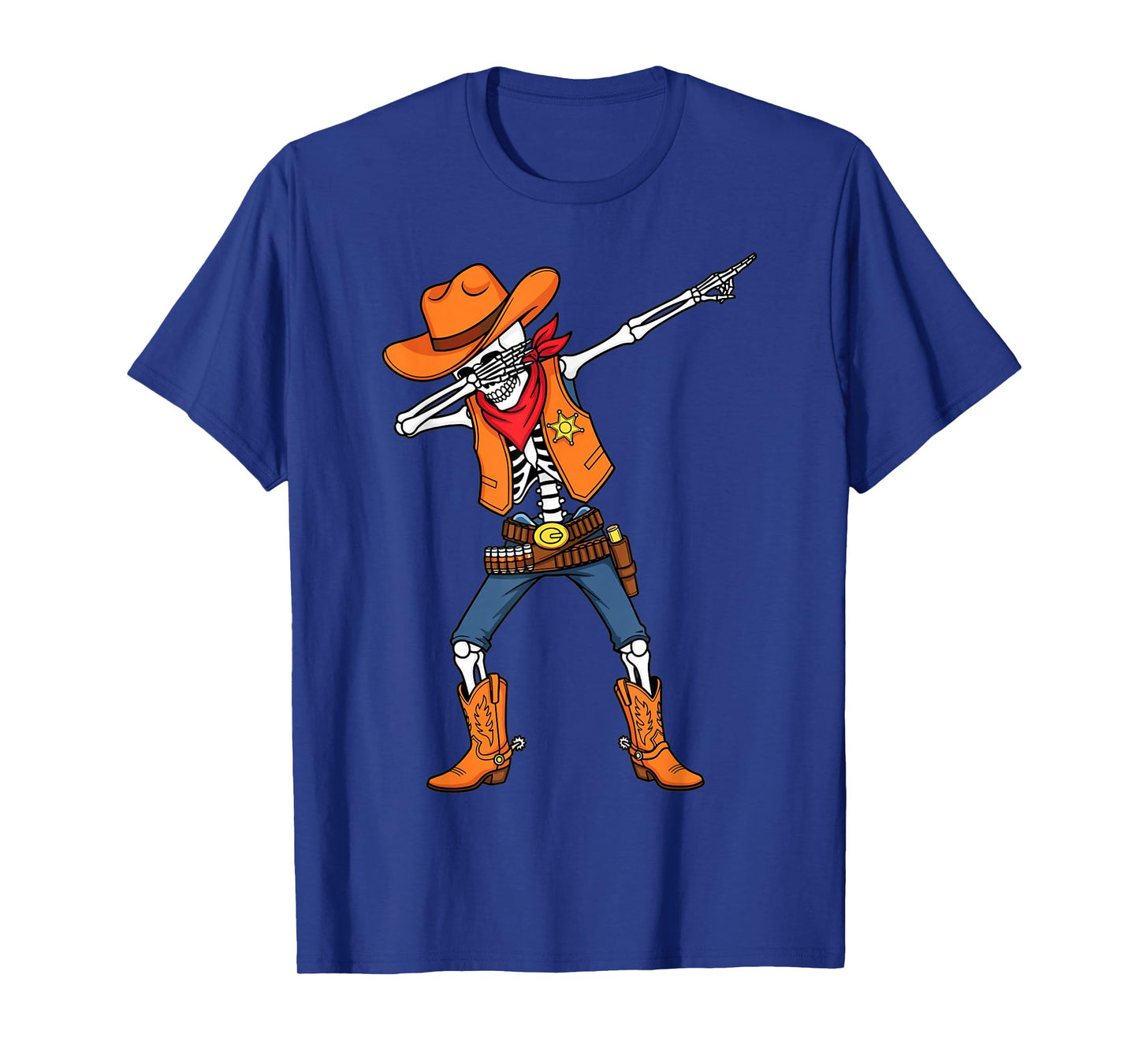 Sheriff Skeleton Cowboy Halloween Dabbing Wild West T-Shirt