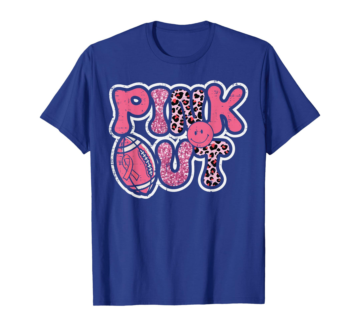 Breast Cancer Football Pink Out Aware Groovy Women Men Kids T-Shirt