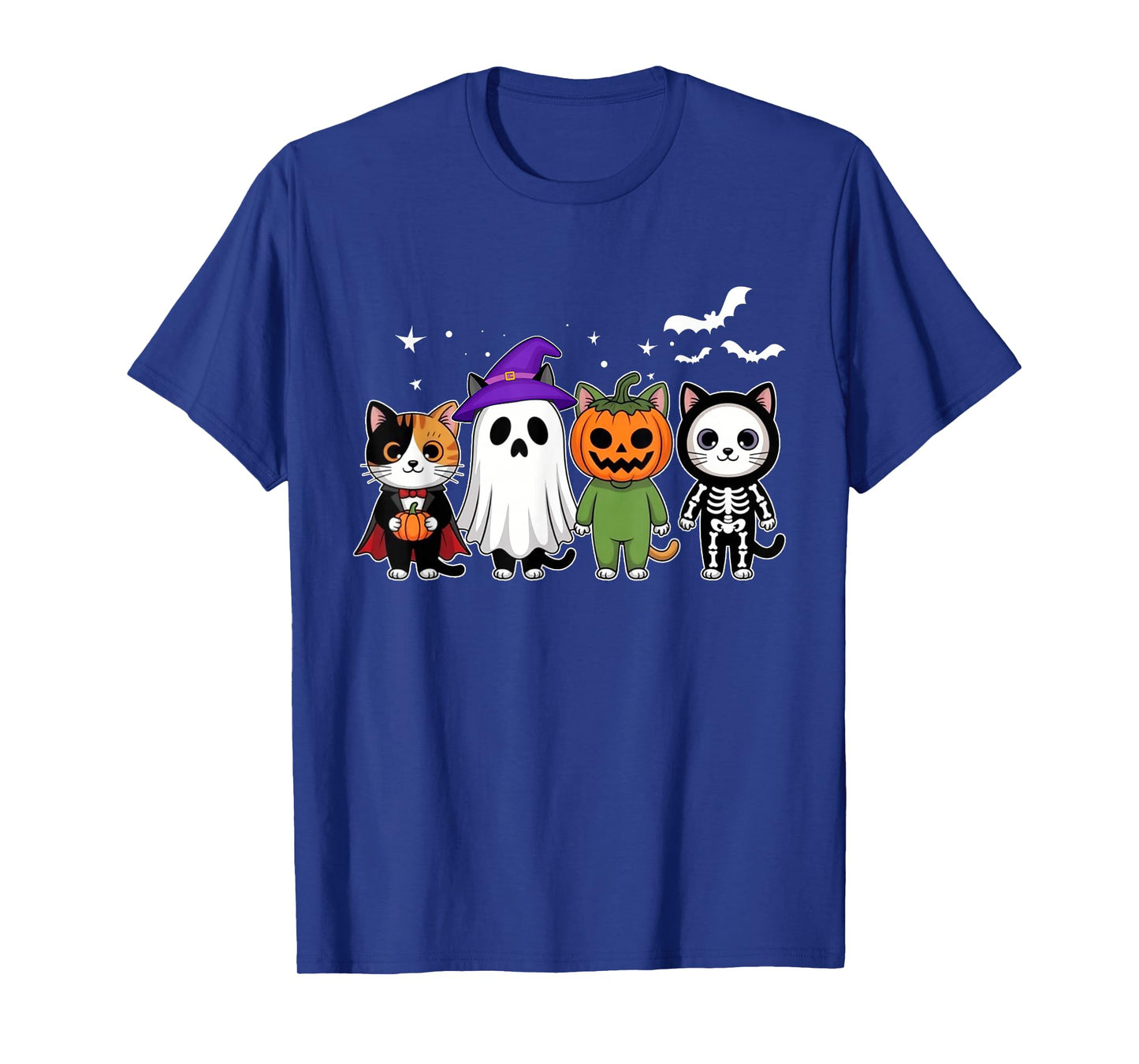 Cute Halloween Cat Ghost Pumpkin Skeleton Halloween Party T-Shirt