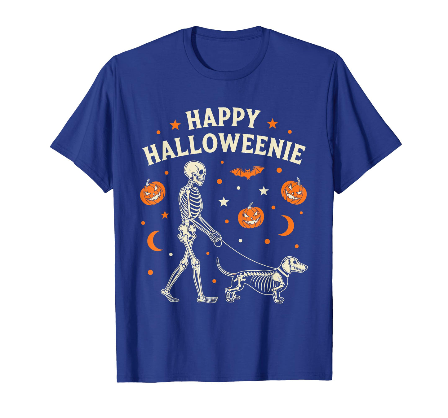 Happy Halloweenie Funny Halloween Skeleton Dachshund Dog T-Shirt