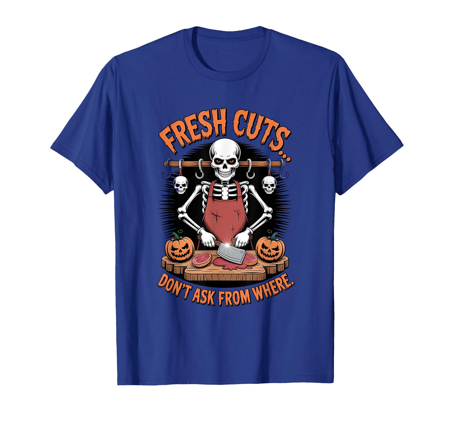 Skeleton Butcher Halloween Funny Spooky Meat Shop T-Shirt