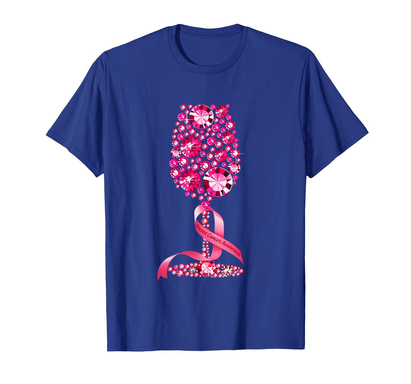 Pink Ribbon Wine Glass Breast Cancer Awareness Wine Lovers T-Shirt
