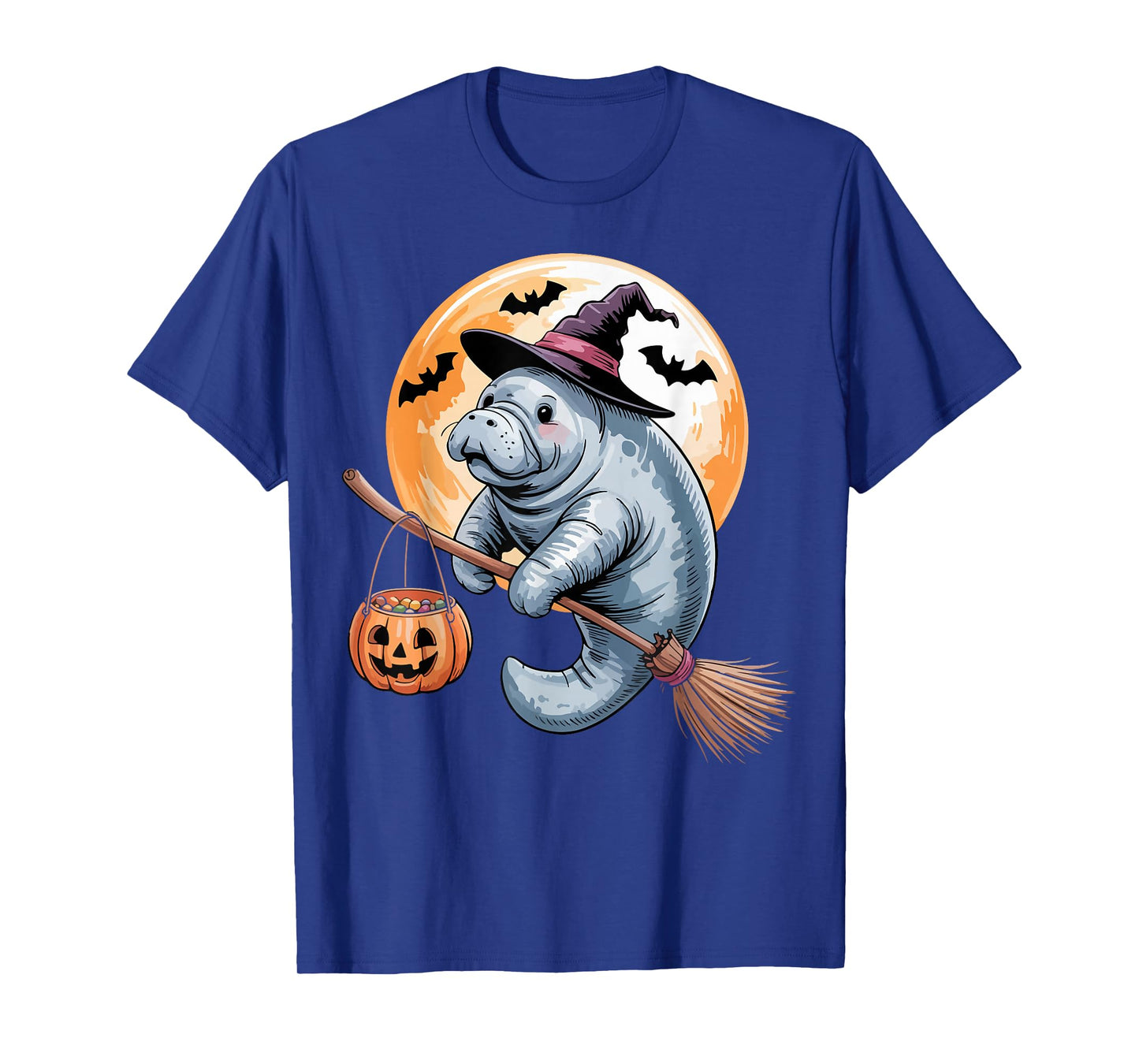 Manatee Witch Hat Pumpkin Halloween Costume Men Women Kids T-Shirt