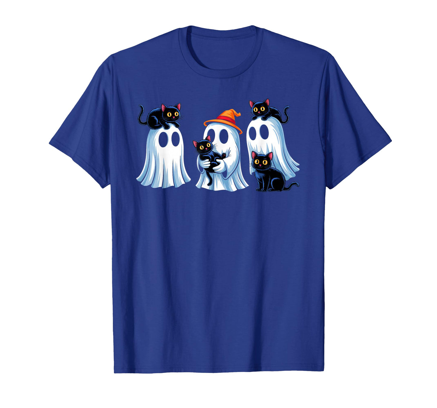 Black Cat Ghost Halloween Costume Men Women Boys Girls Kids T-Shirt