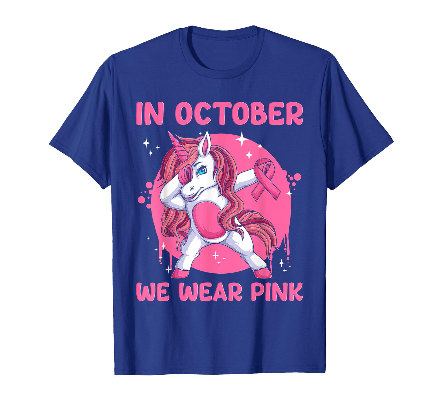 In October We Wear Pink Unicorn Breast Cancer Awareness T-Shirt