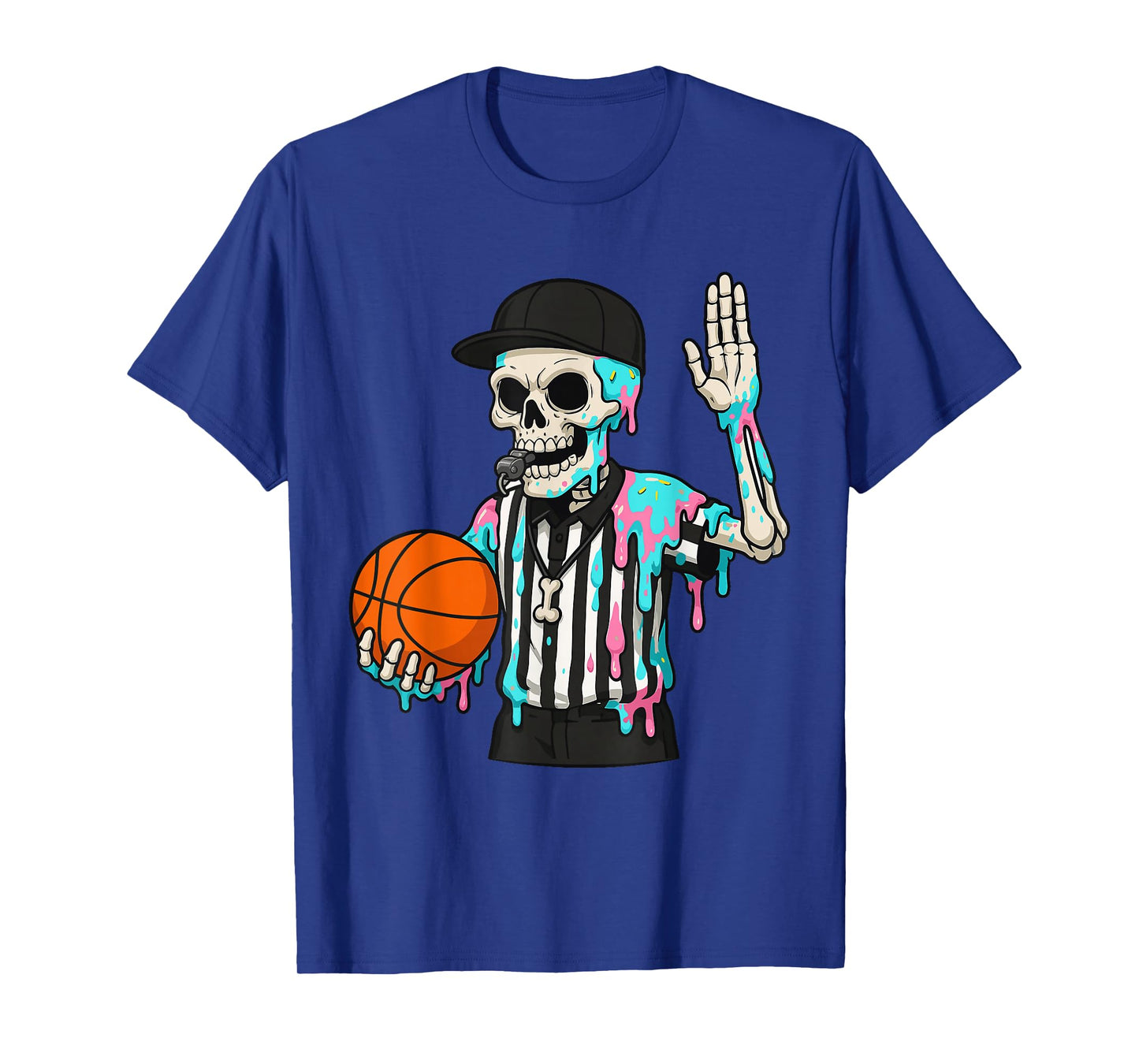Funny Basketball Skeleton Drip Ice Cream Drip for Boys Youth T-Shirt