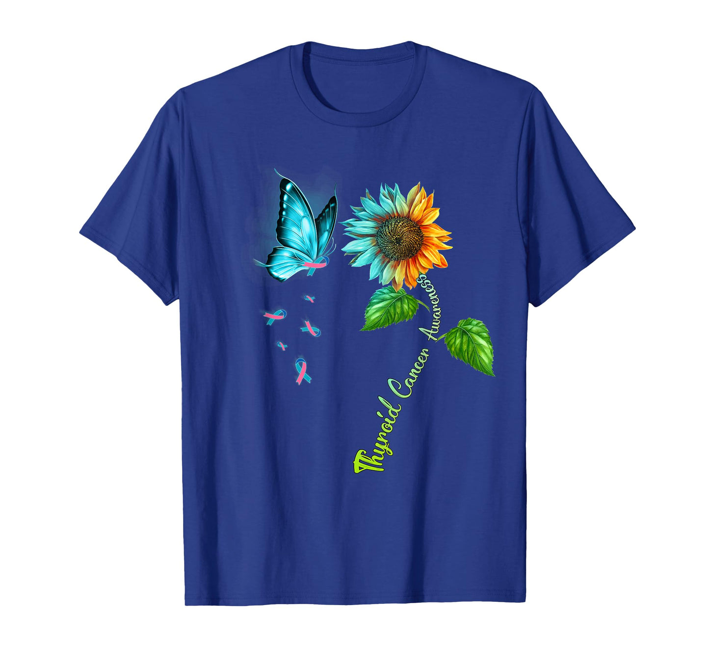 Butterfly Sunflower Thyroid Cancer Awareness T-Shirt