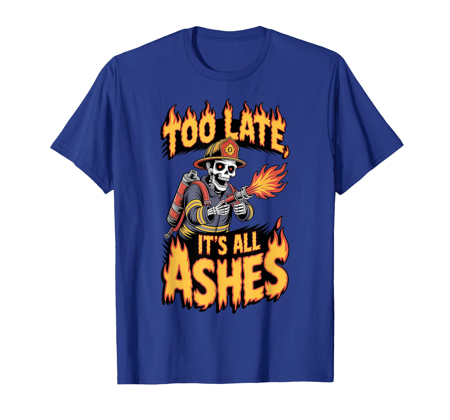 Skeleton Firefighter Halloween Funny Spooky Firema T-Shirt