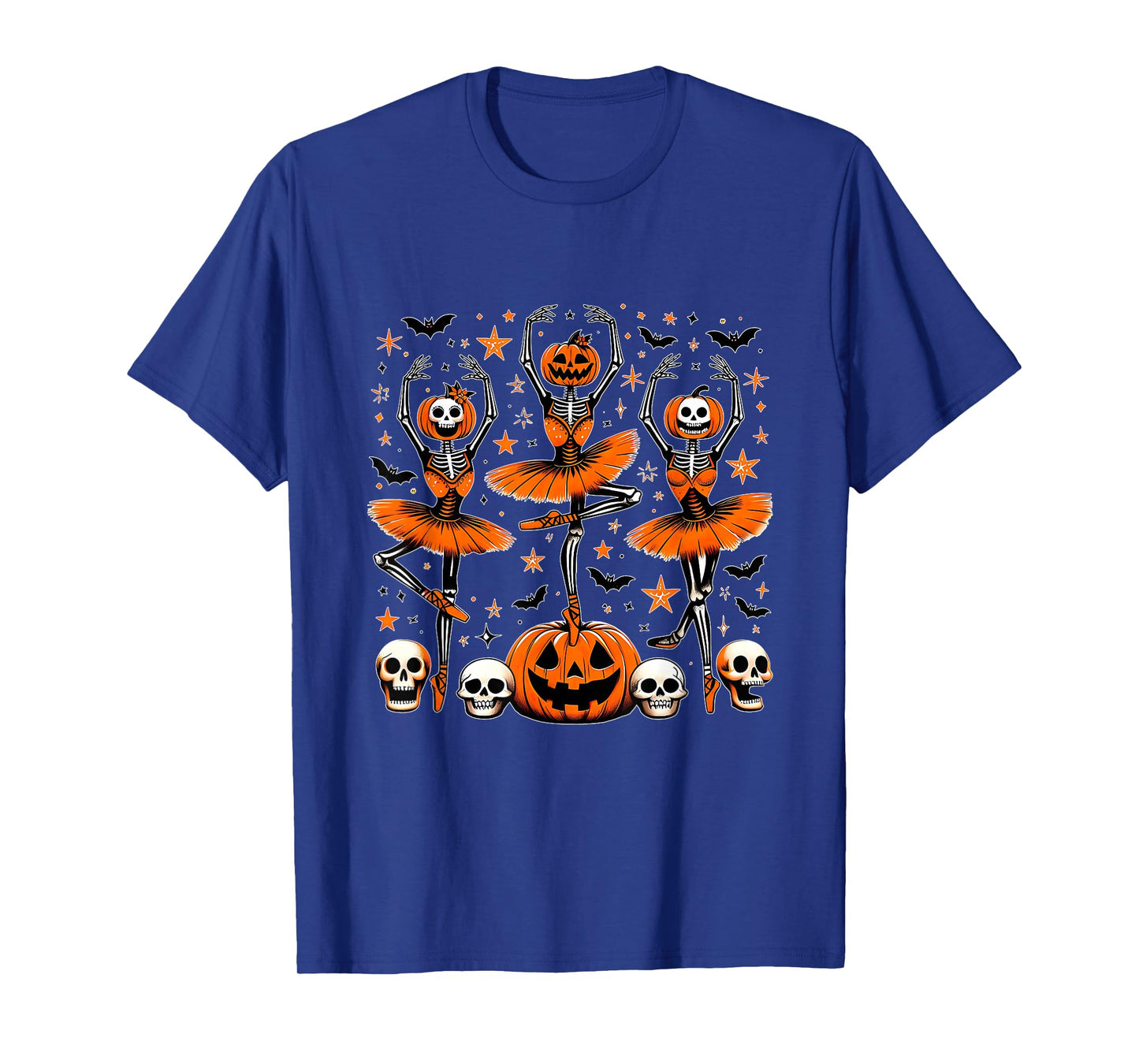 Ballet Pumpkin Skeleton Scary Halloween Men Women Boys Girl T-Shirt