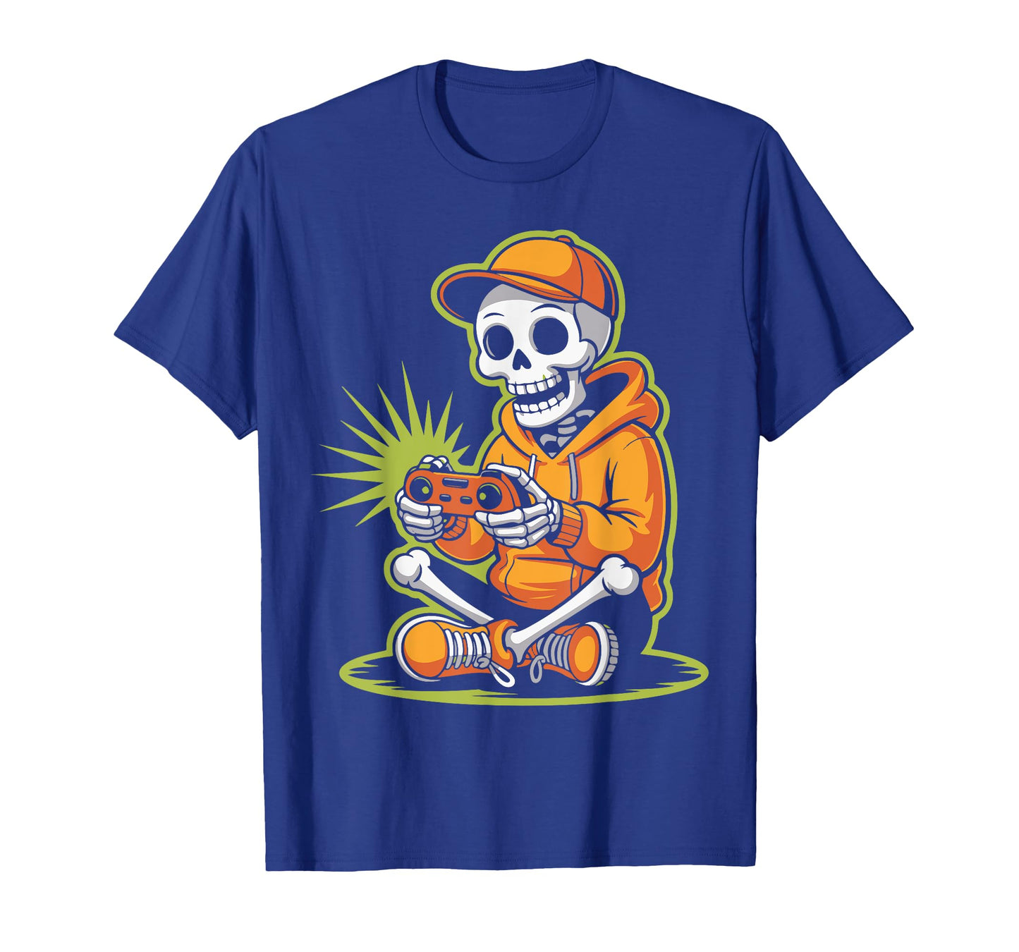 Cool Skeleton Gamer Funny Halloween Boys Kids Video Gaming T-Shirt