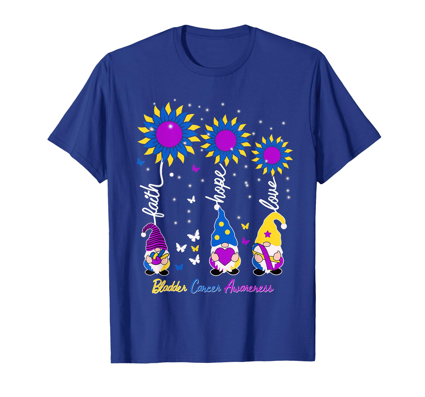 Faith Hope Love Gnome Ribbon Bladder Cancer Awareness Gifts T-Shirt