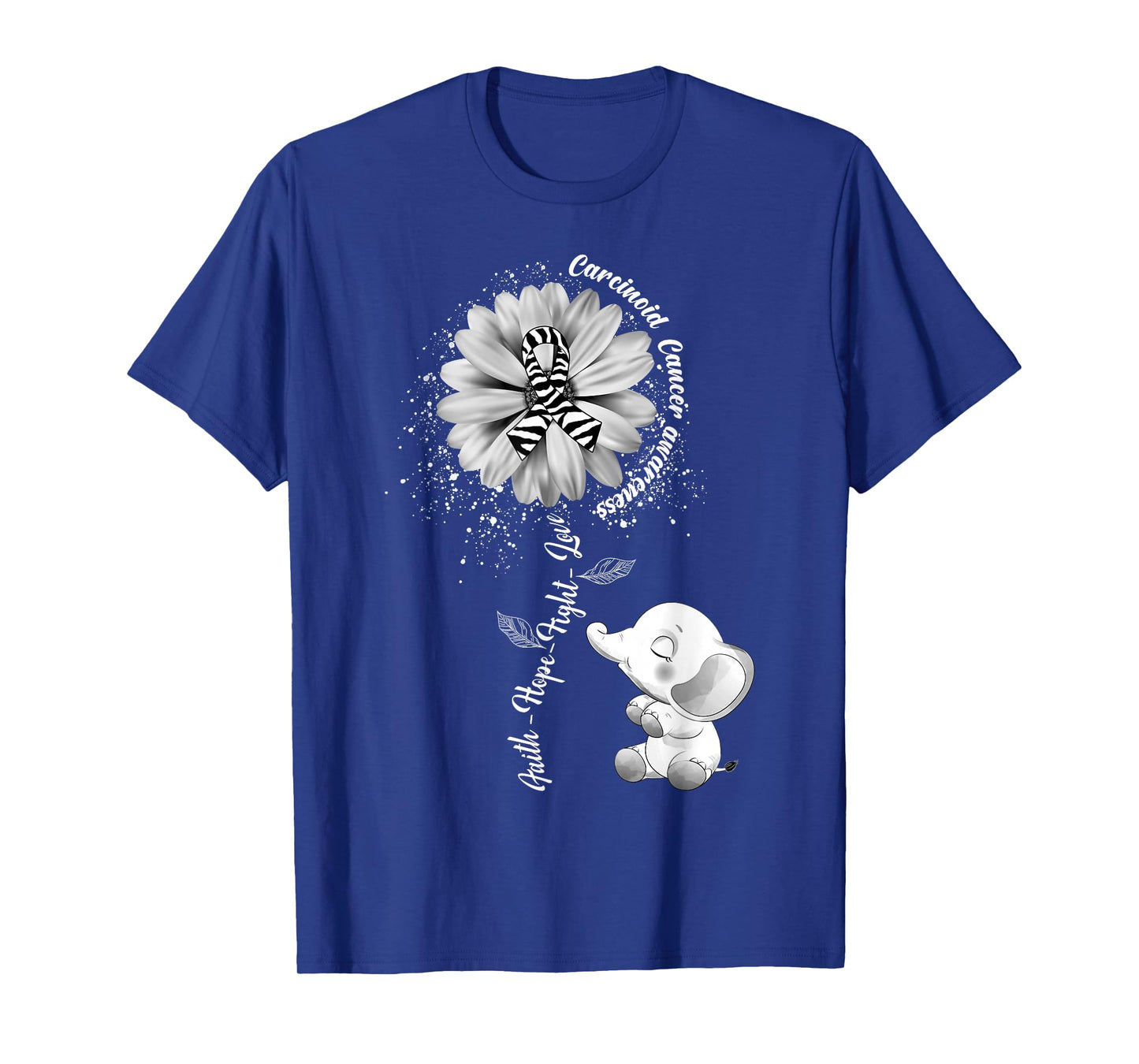 Faith Hope Fight Love Elephant Carcinoid Cancer Awareness T-Shirt