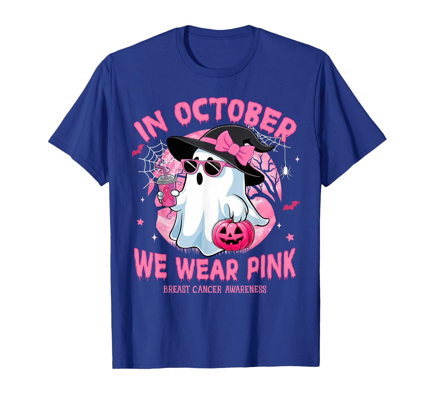 Halloween in October We Wear Pink Breast Cancer Awareness T-Shirt