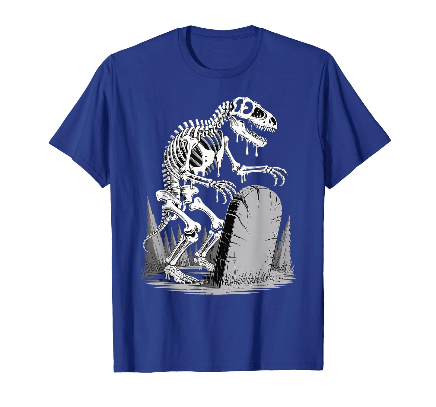 Dinosaur Skeleton in Haunted Forest Fantasy Horror Halloween T-Shirt