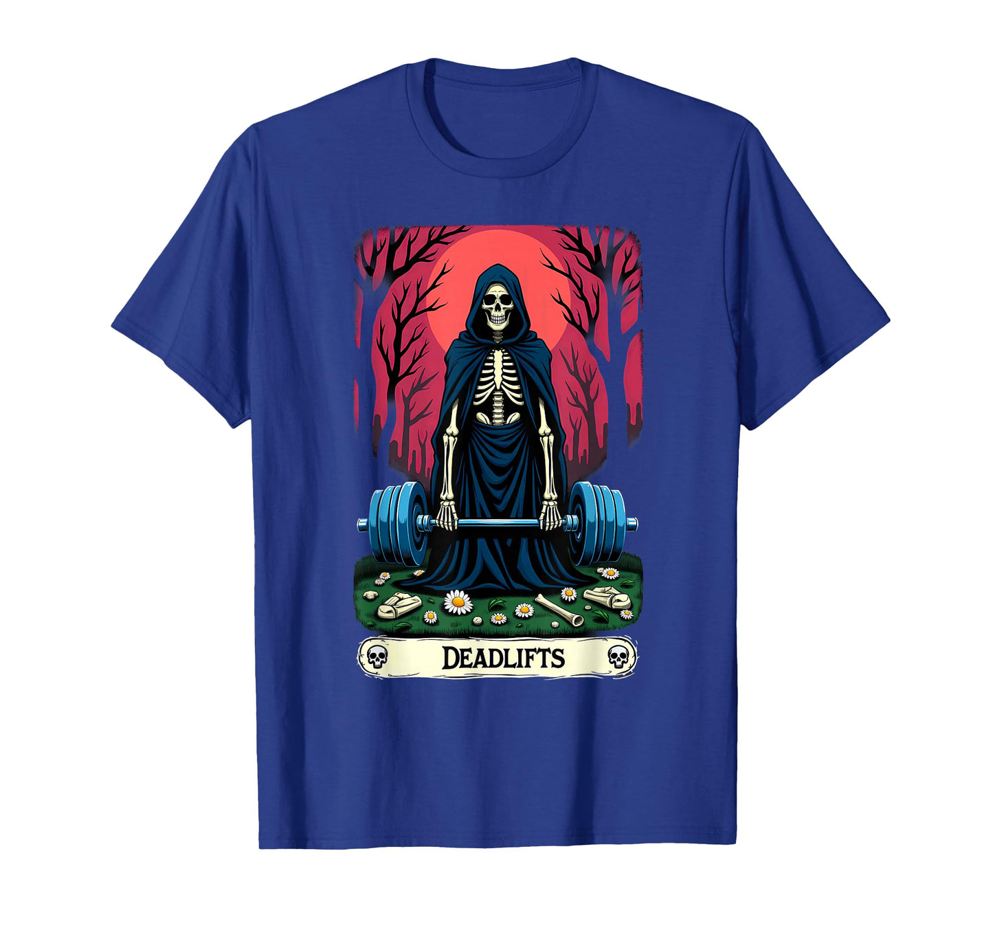 Gothic Tarot Card Skeleton Deadlifts Weightlifiting T-Shirt
