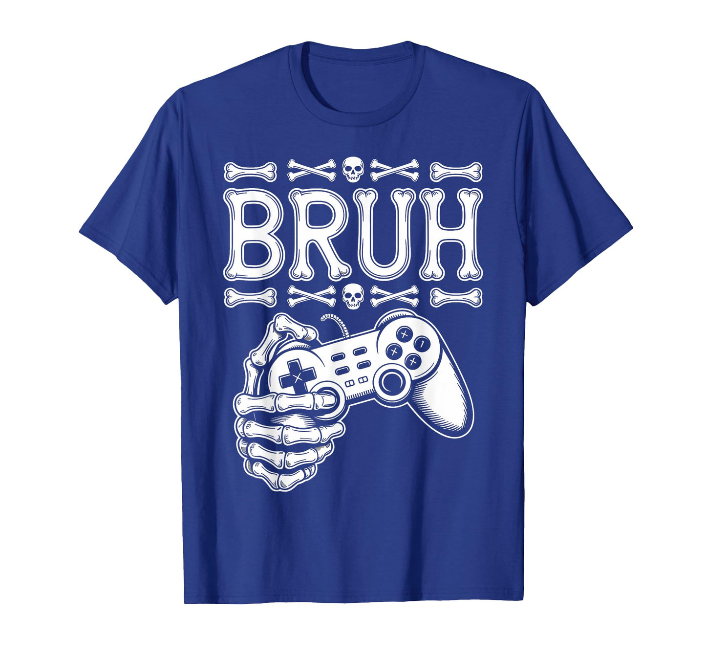 Bruh Halloween Boys Kids Gamer Mens Skeleton Video Gaming T-Shirt