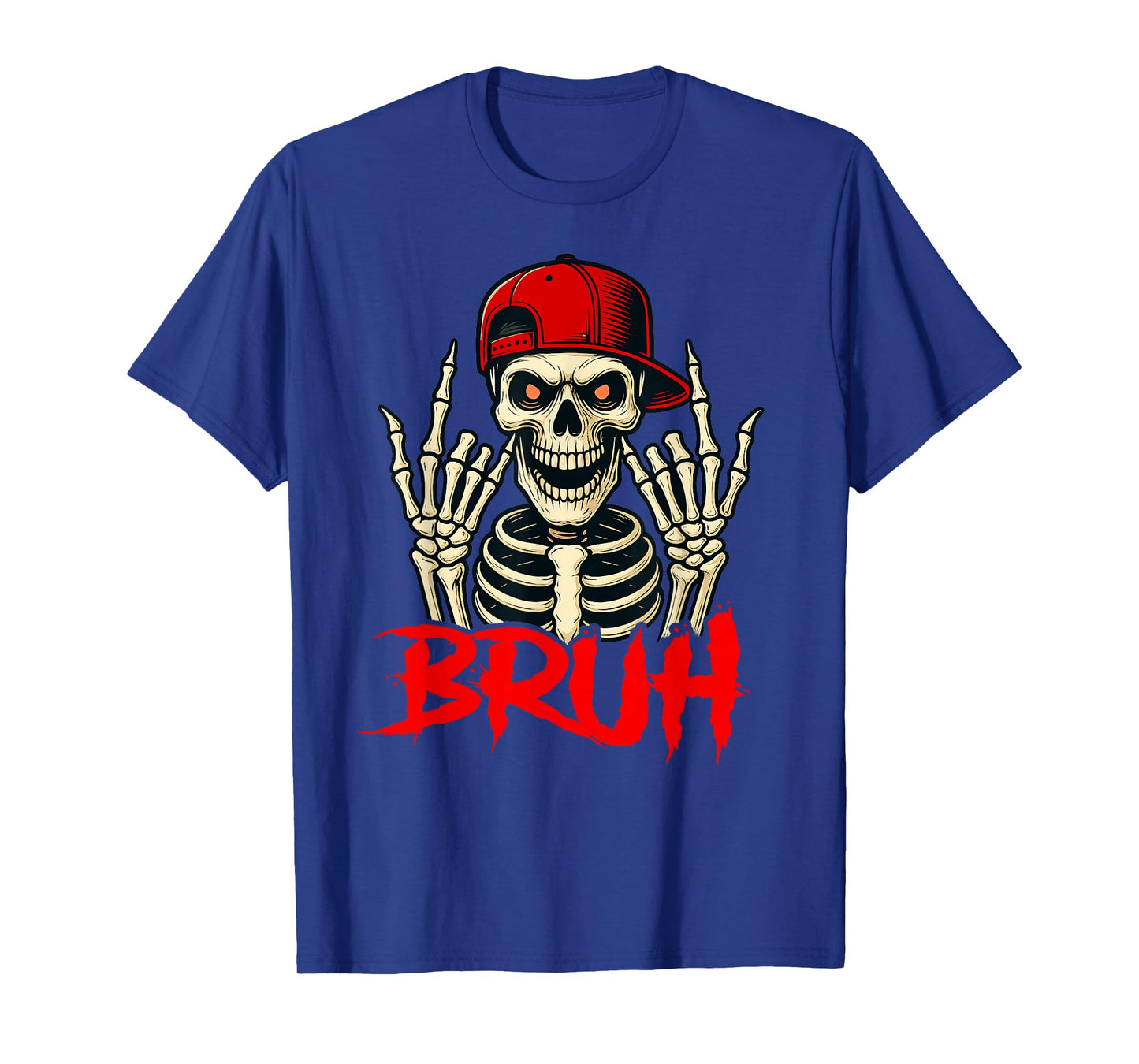 Rocker Skeleton Cap Halloween Bruh Punk Rock Men Boys T-Shirt