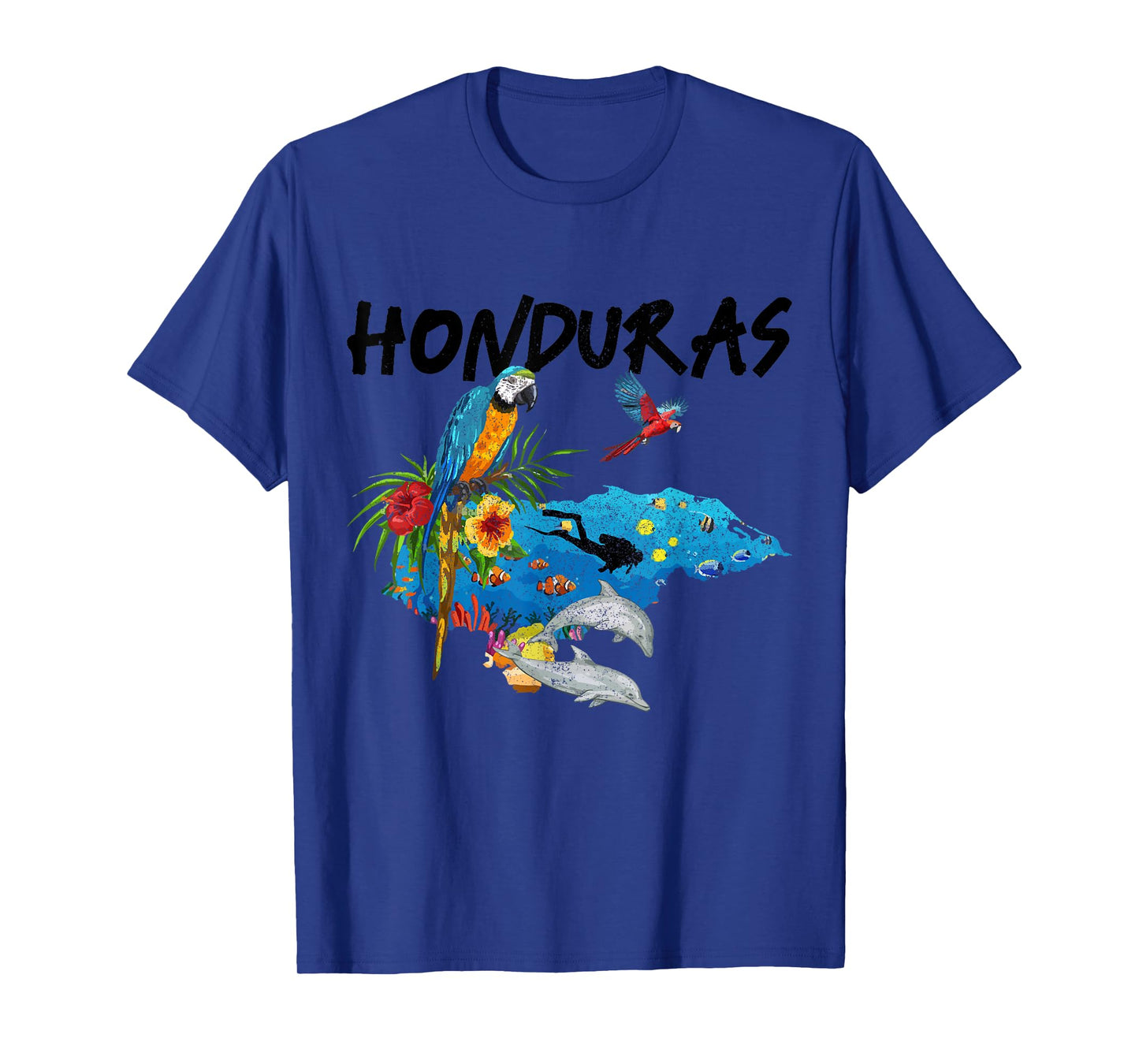 Honduras Map Nature Parrot Scuba Diving Souvenir Pride T-Shirt