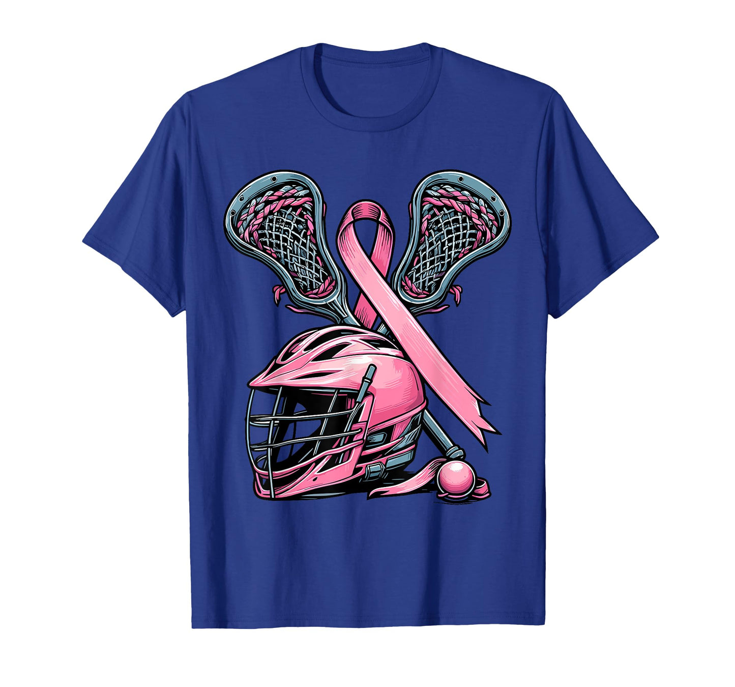 Lacrosse Pink Ribbon Breast Cancer Awareness Sport Lover T-Shirt