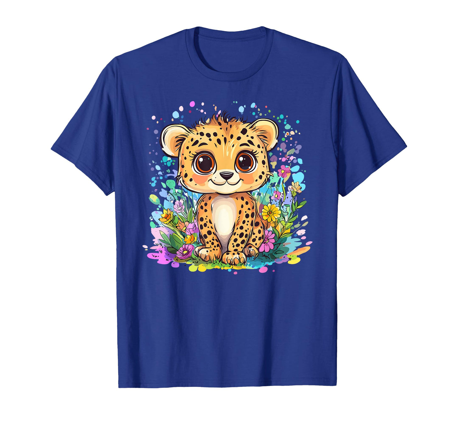 Cute Cheetah Cub Surrounded By Flowers T-Shirt