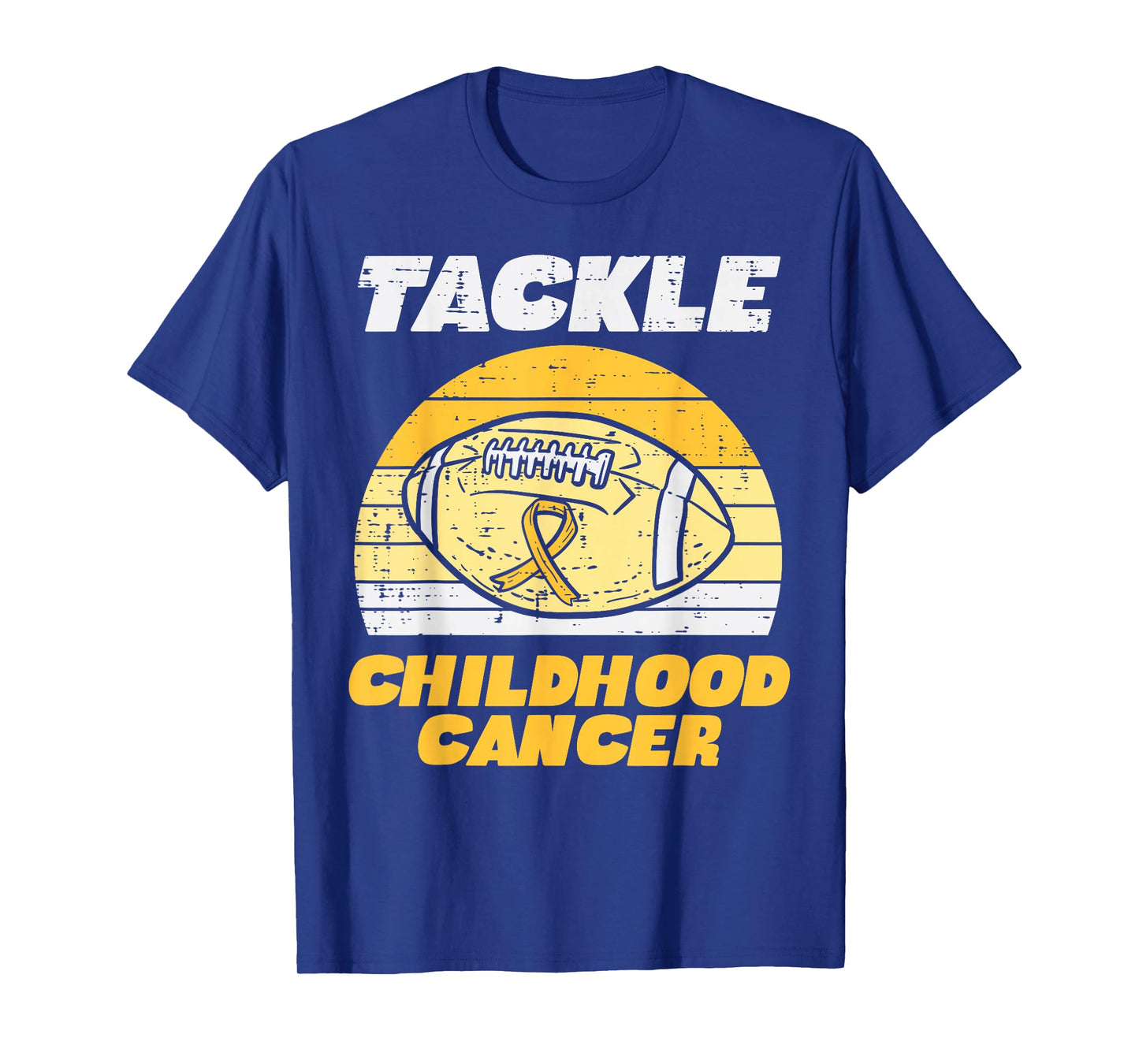 Football Tackle Childhood Cancer Retro Awareness Ribbon T-Shirt