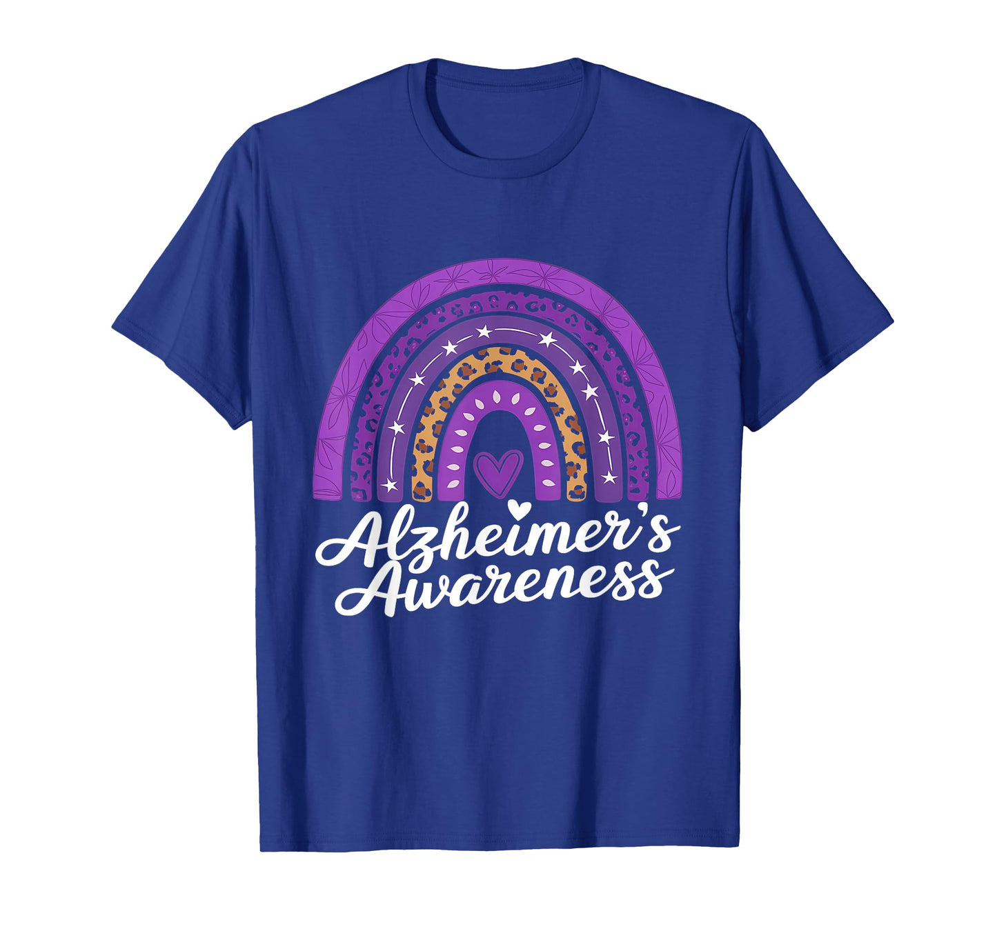 Alzheimer Awareness Month Rainbow Leopard Heart T-Shirt