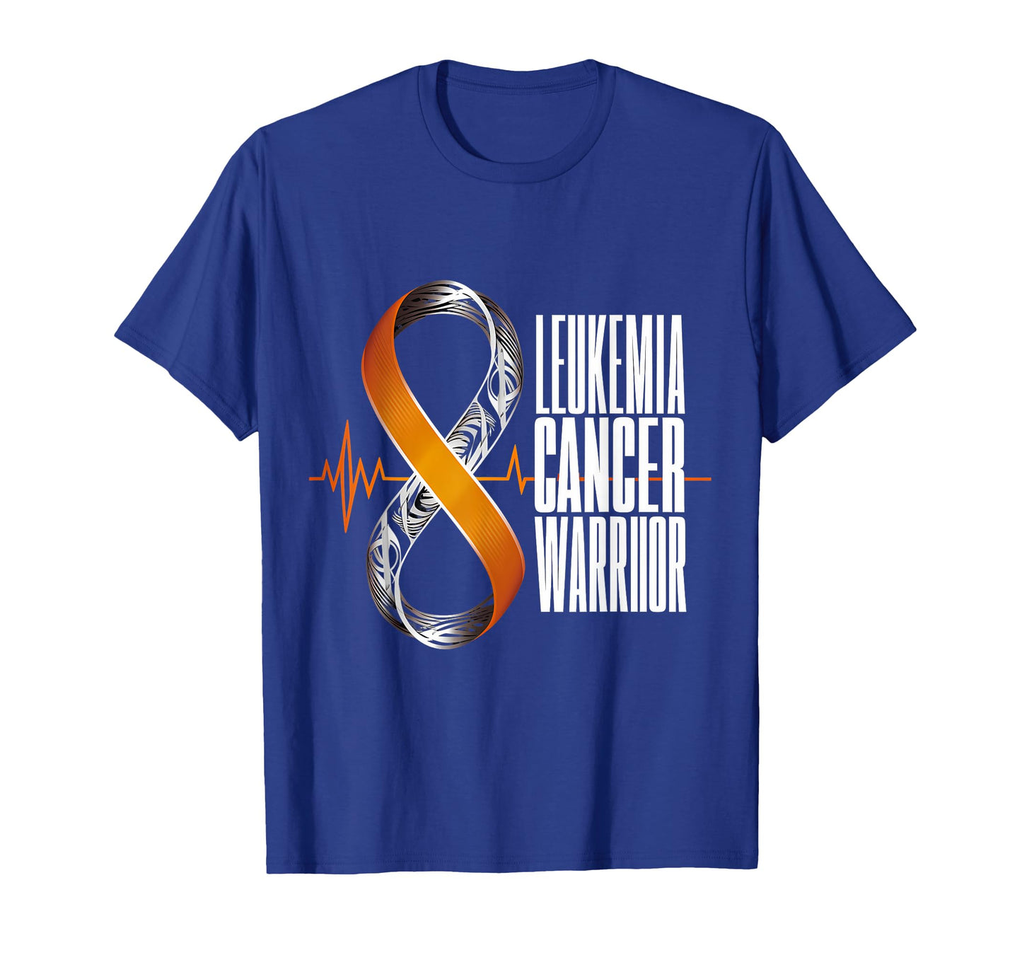 Leukemia Cancer Awareness Warrior Heartbeat Orange Ribbon T-Shirt