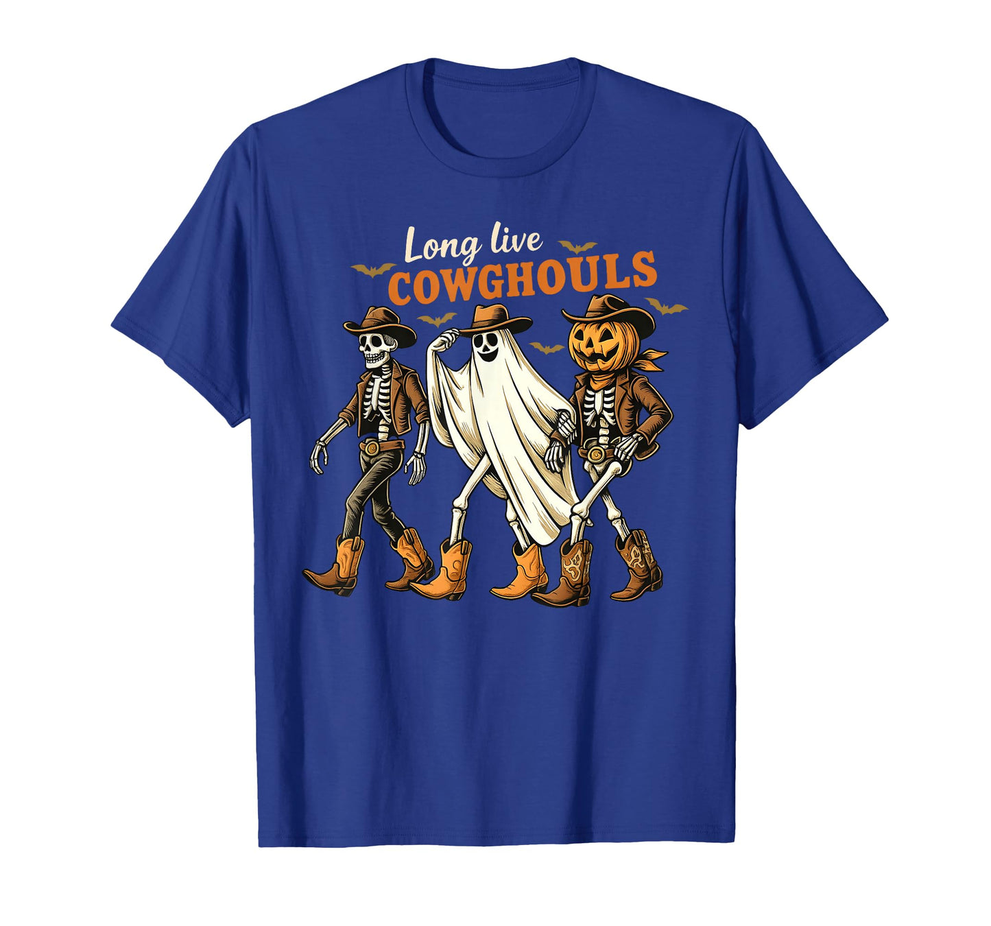 Long Live Cowghouls Halloween Western Skeleton Ghost Pumpkin T-Shirt
