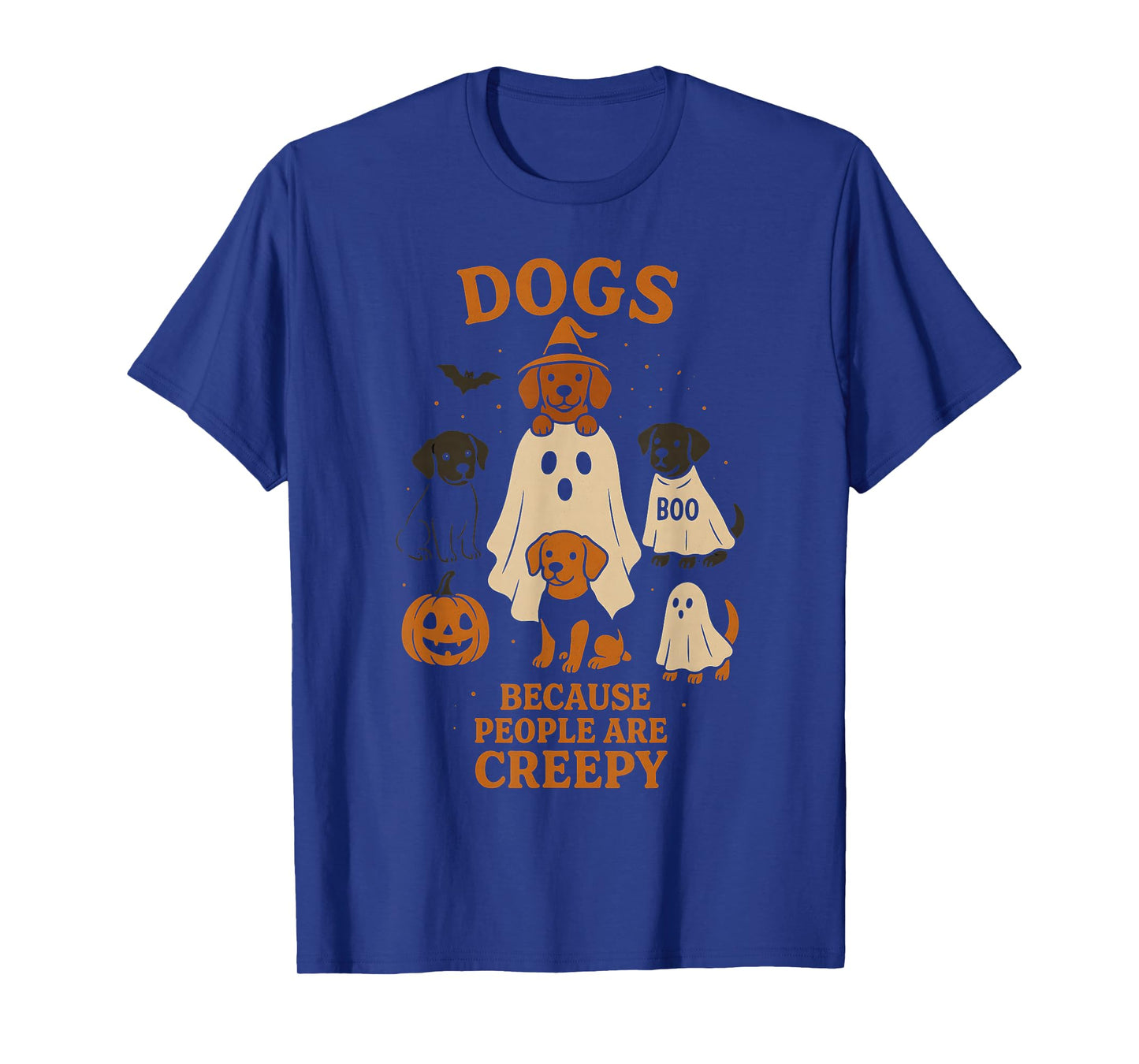 Dogs Because People are Creepy Funny Ghost Halloween Dog T-Shirt