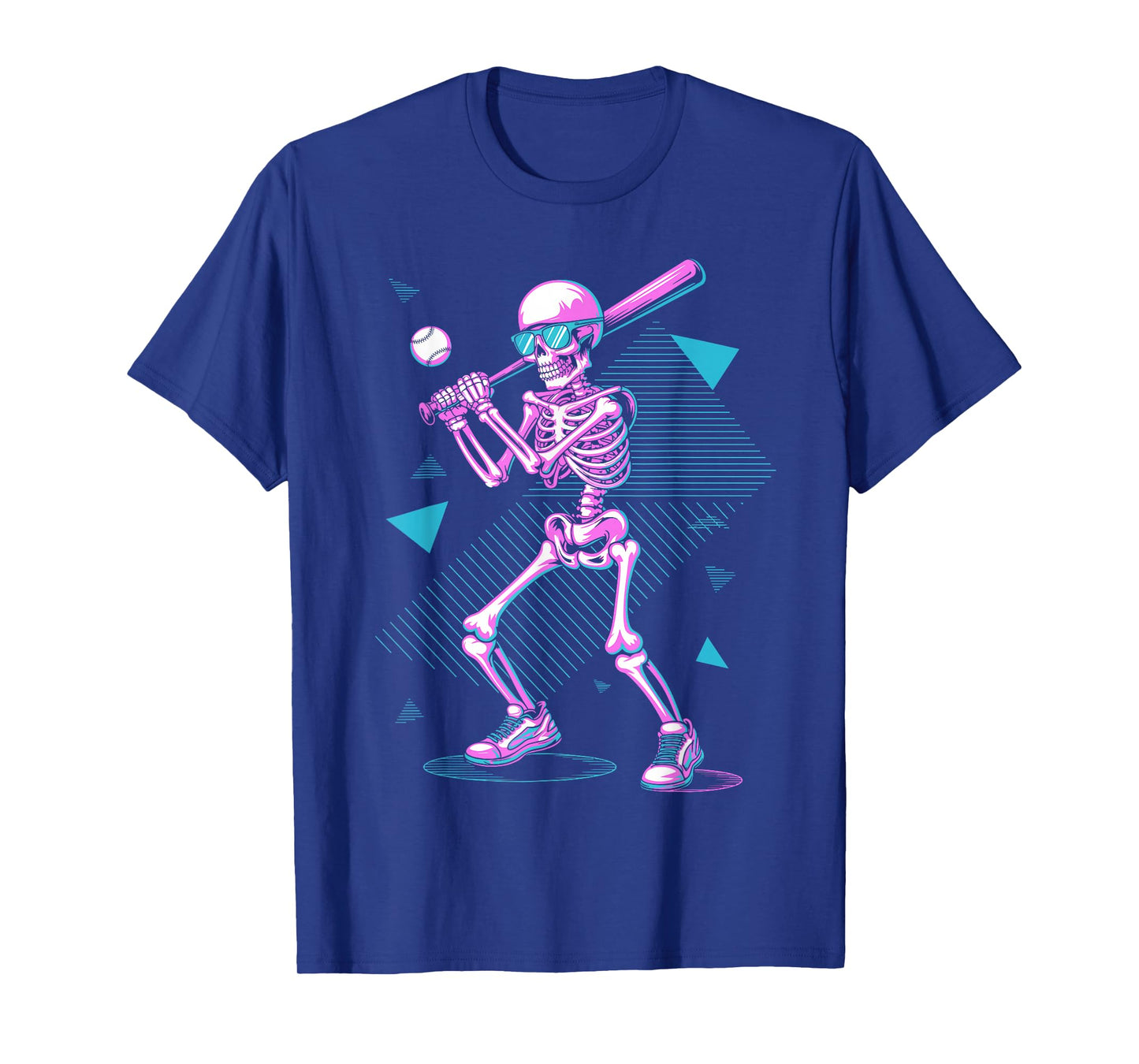 Retro 80s Skeleton Baseball Graphic Vaporwave Hitter T-Shirt