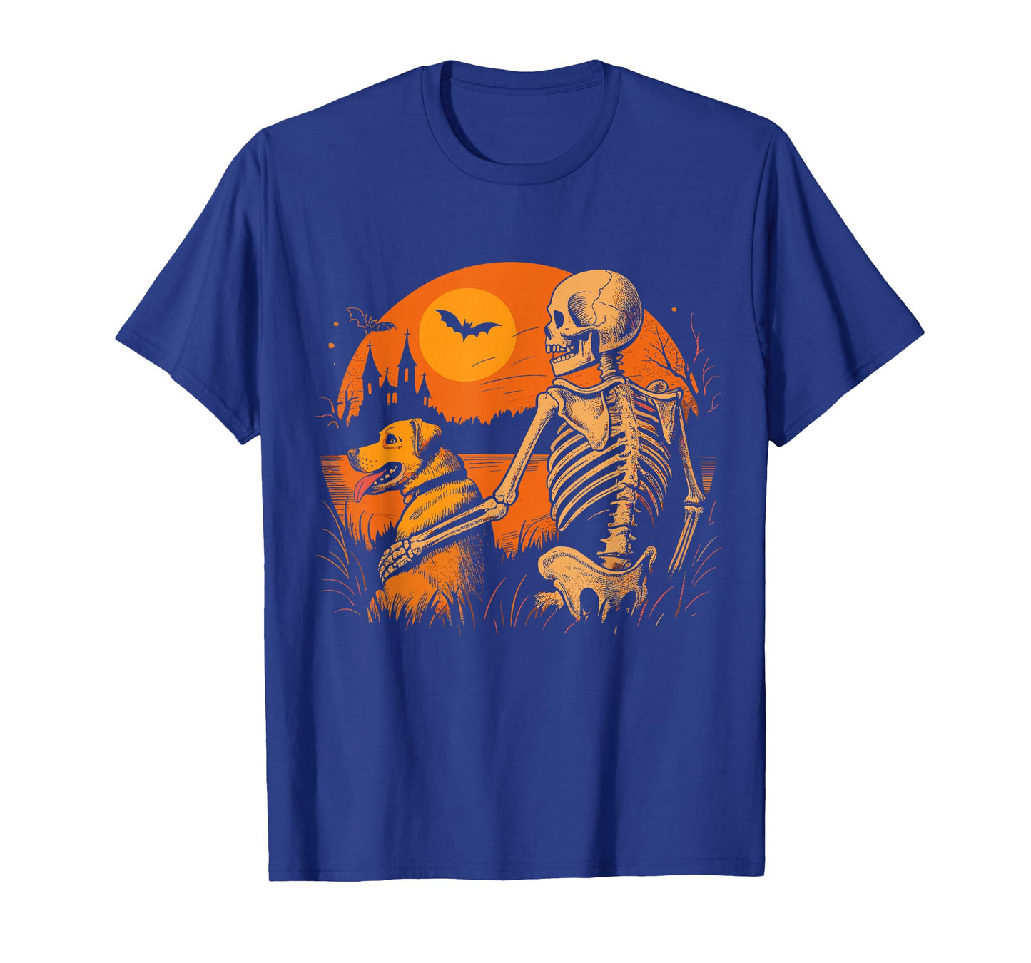 Sunset Dog Skeleton Halloween Spooky Dogs Lovers T-Shirt