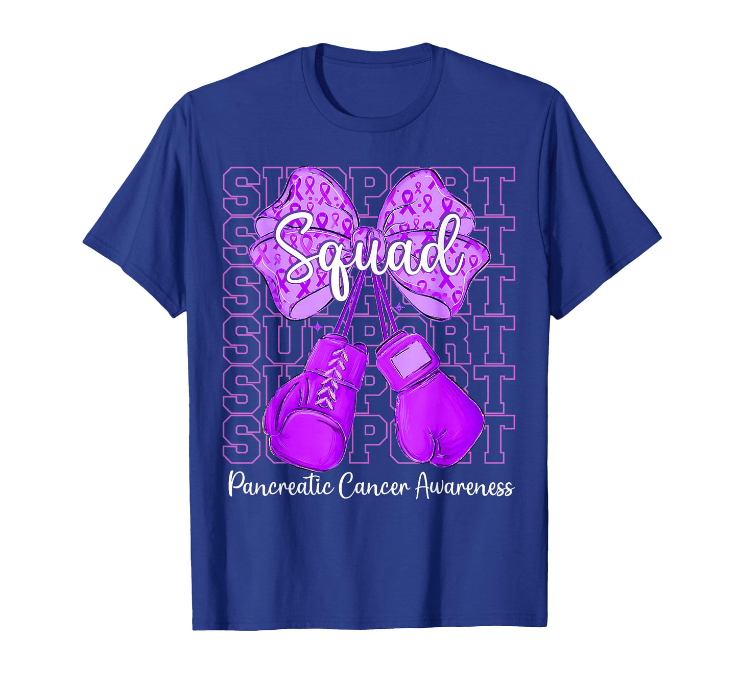 Support Squad Coquette Purple Fight Pancreatic Awareness T-Shirt