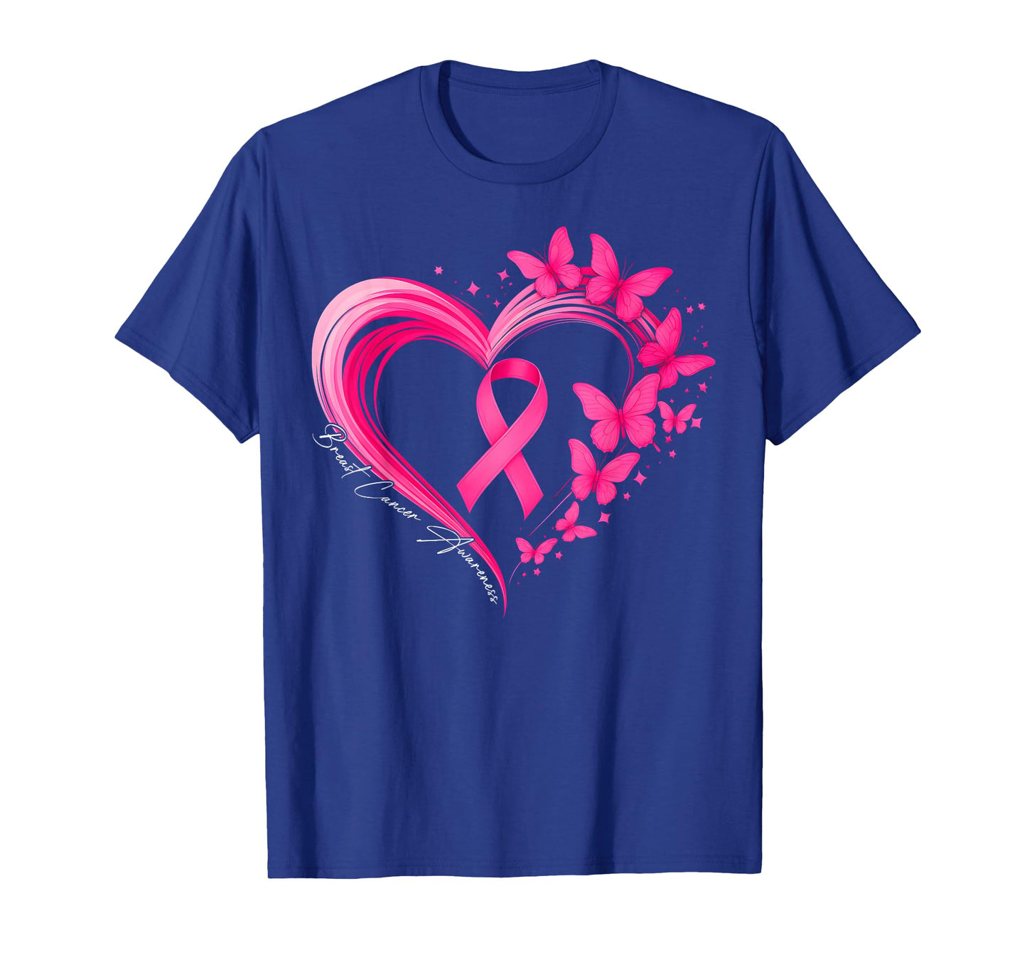 Breast Cancer Awareness Heart Butterflies Women Men Kids T-Shirt