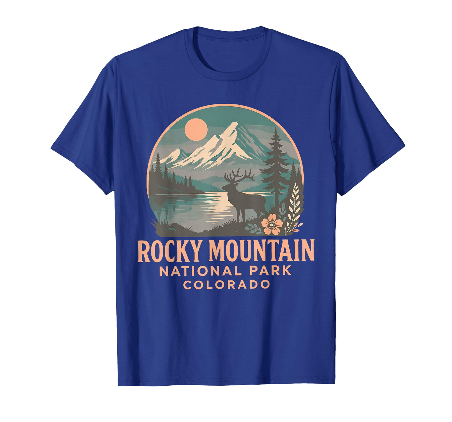 Colorado Rocky Mountain National Park Elk and Alpine Sunset T-Shirt