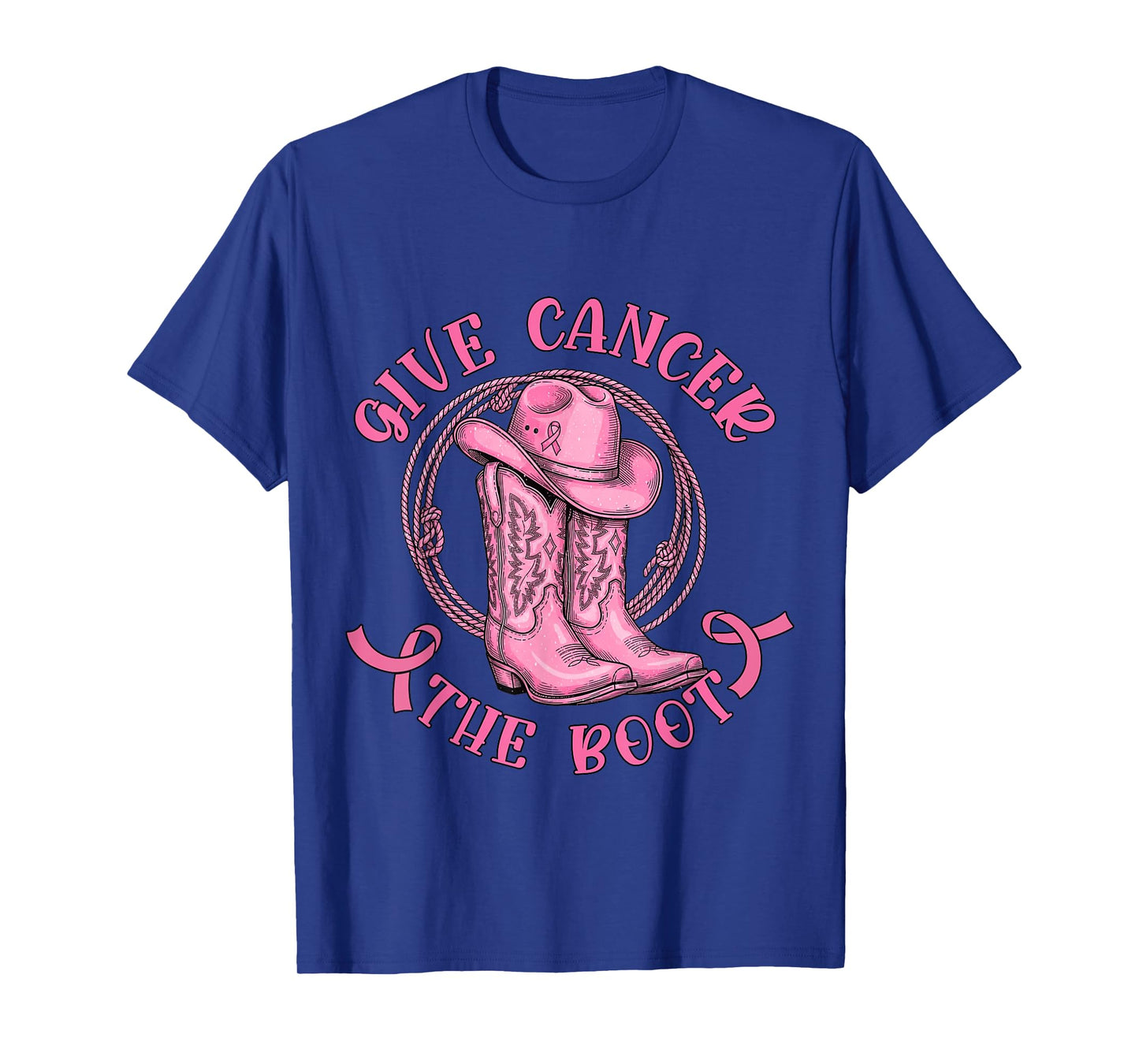 Give Cancer The Boot Pink Breast Cancer Western Cowgirl T-Shirt