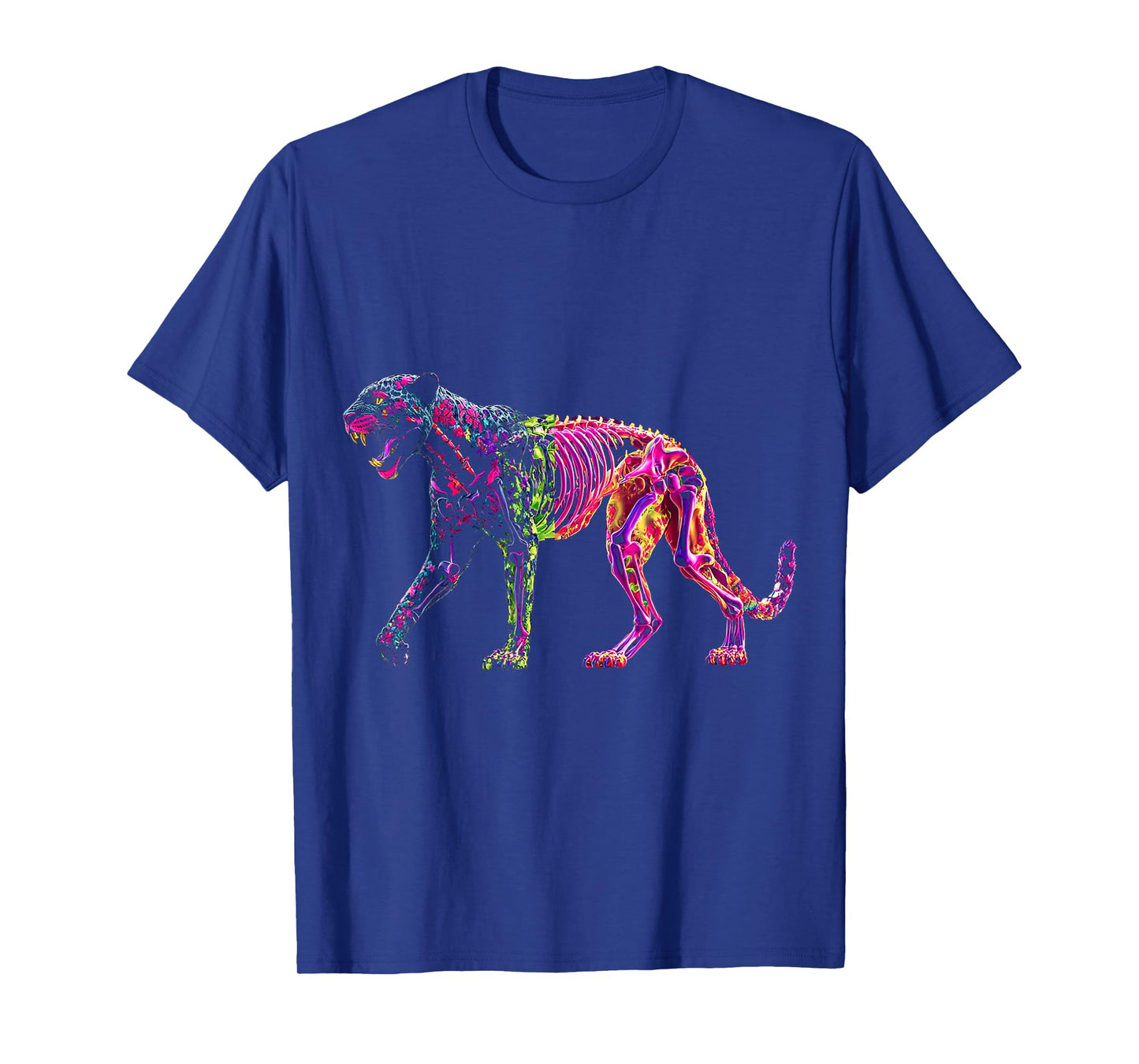 Halloween Leopard Skeleton Zombie Colorful Animal Halloween T-Shirt