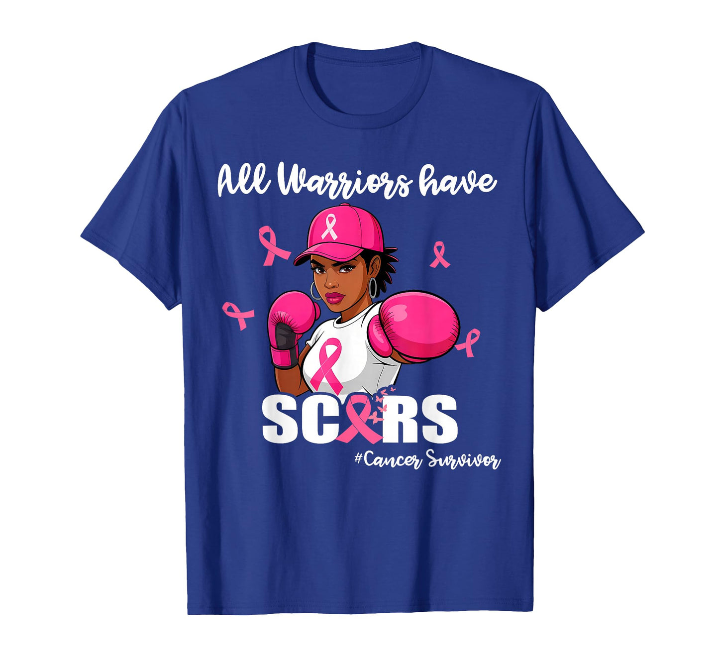 Women Black African American Fight Breast Cancer Pink Ribbon T-Shirt