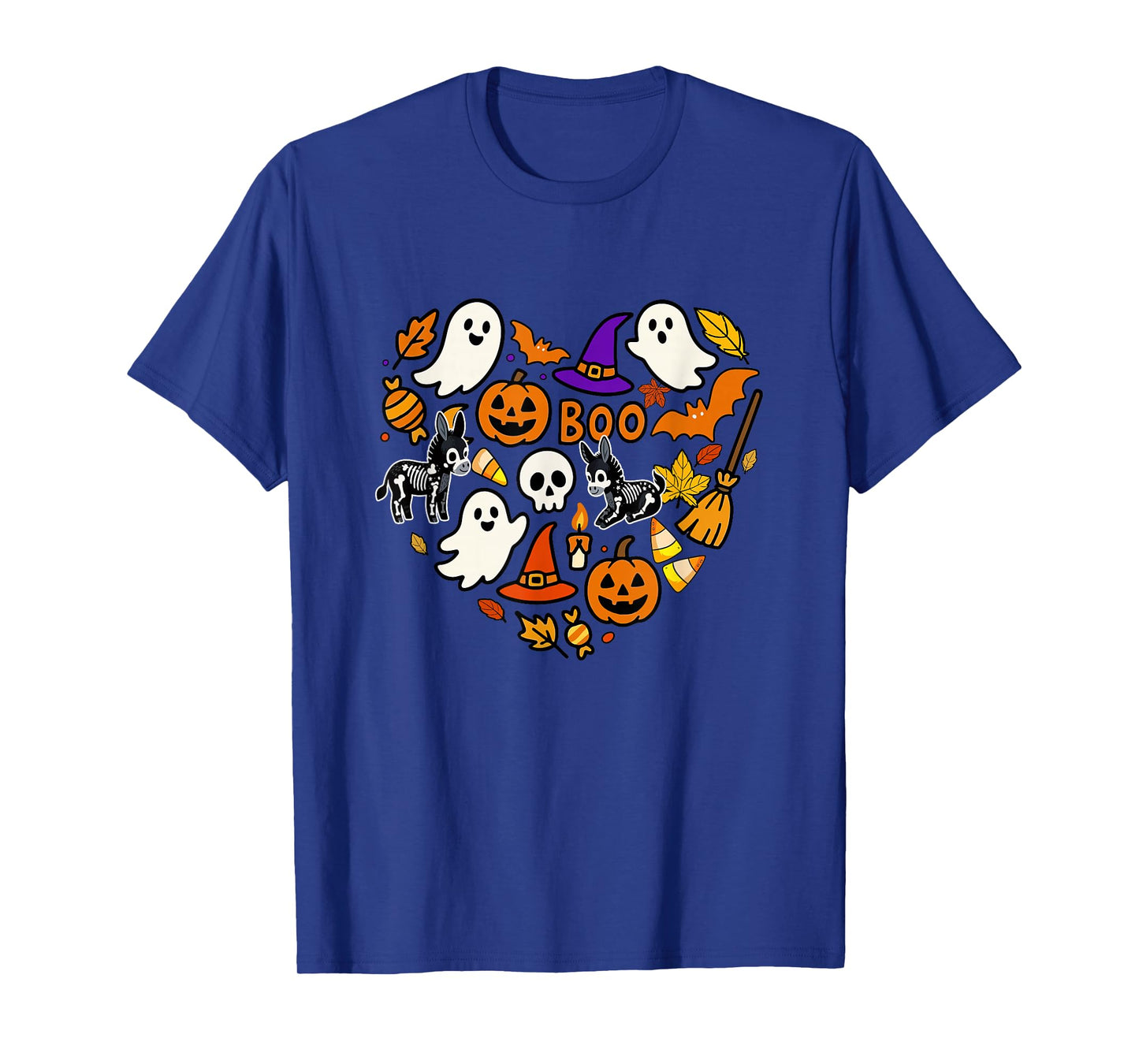 Group Donkeys Boo Ghosts Candy Corns Halloween Heart Shape T-Shirt