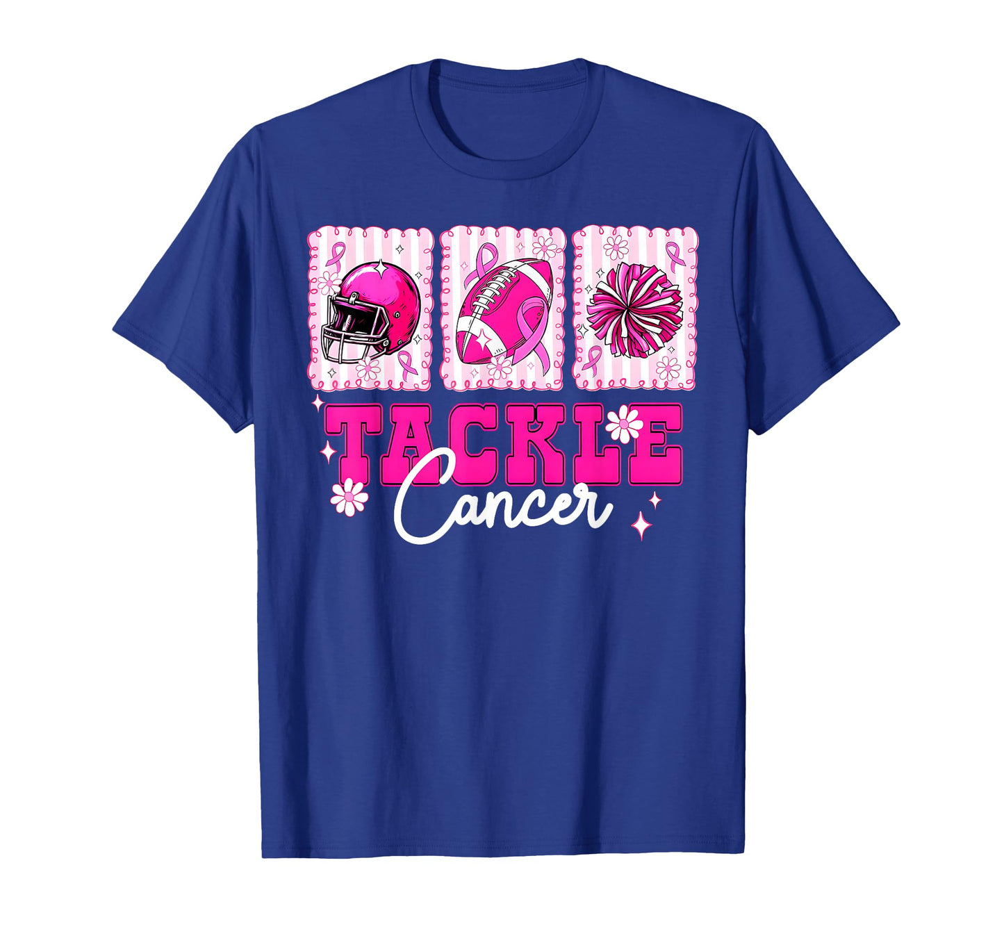 Tackle Cancer Pink Ribbon Football Breast Cancer Awareness T-Shirt