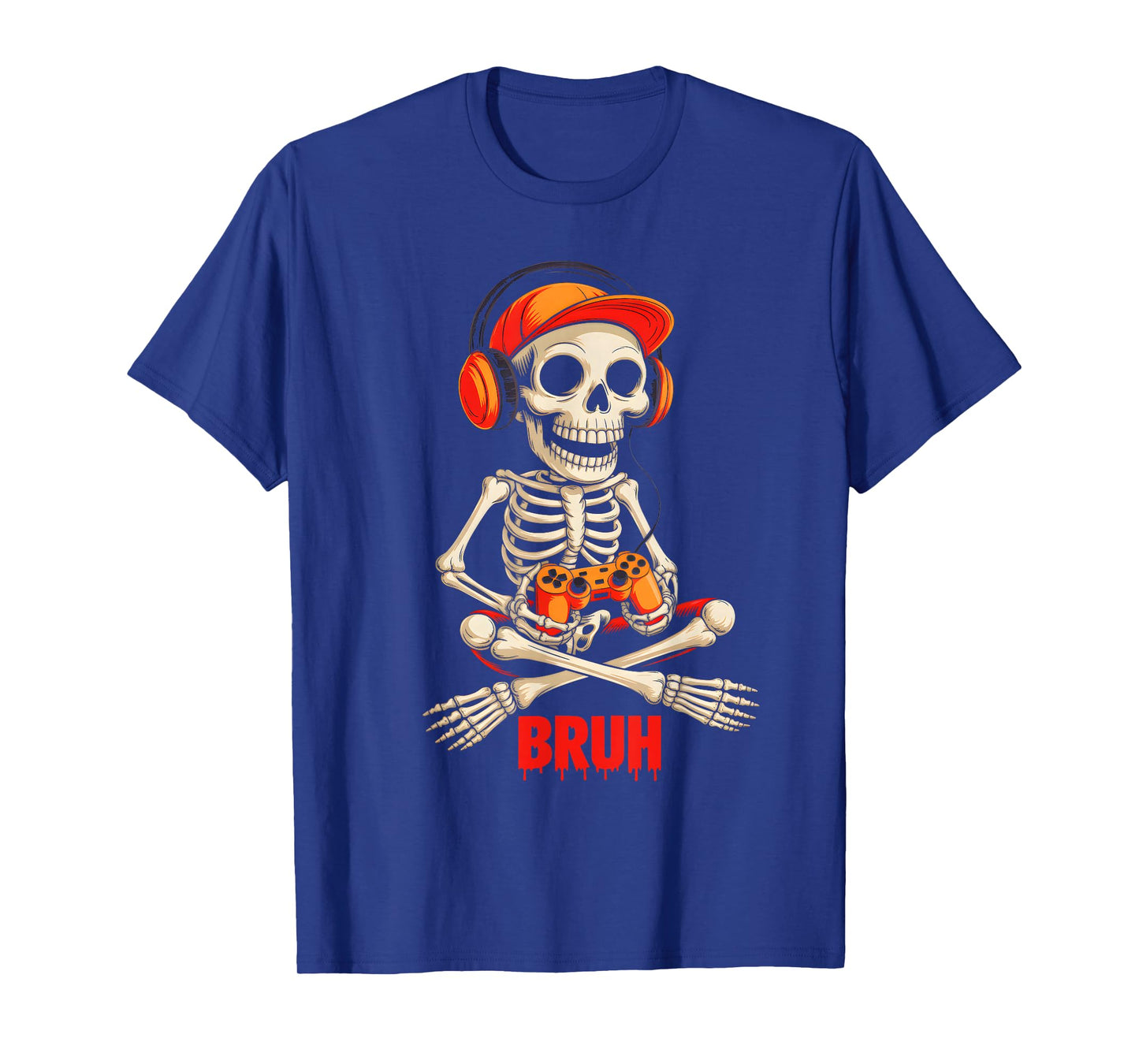 Bruh Halloween Gaming Gamer Skeleton Video Game Boys Men T-Shirt