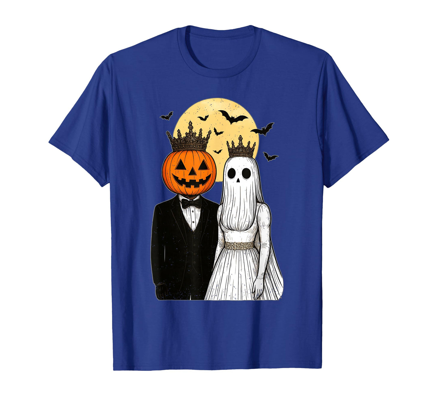 King and Queen Pumpkin Ghost Halloween Couple Spooky Season T-Shirt