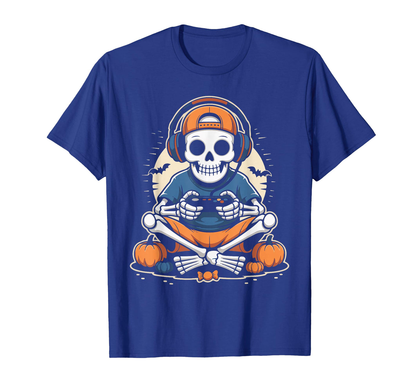 Skeleton Gamer Headphone Spooky Halloween Gaming Boys Kids T-Shirt