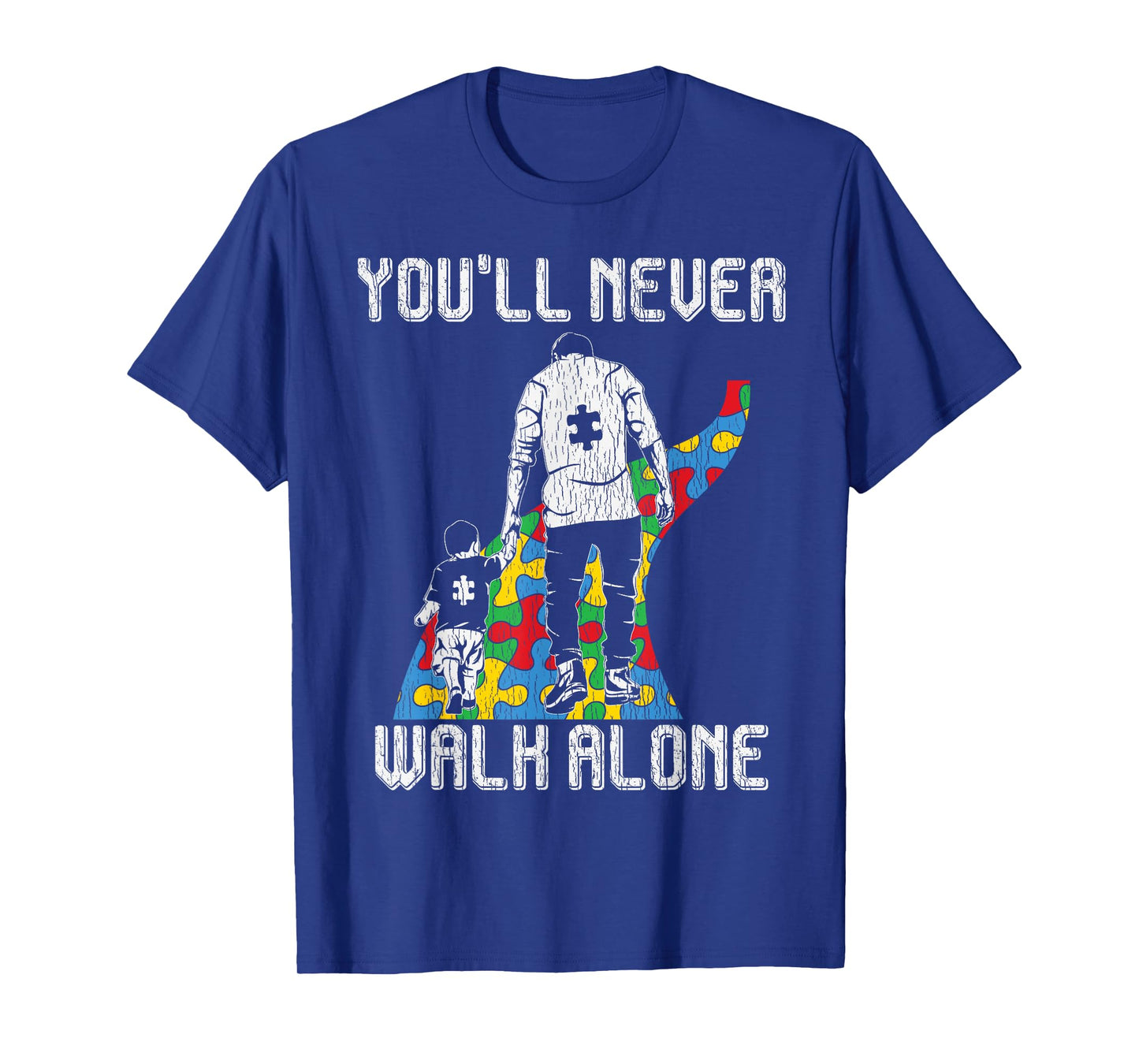 Vintage Father Son Family Autistic Kids Autism Awareness Dad T-Shirt