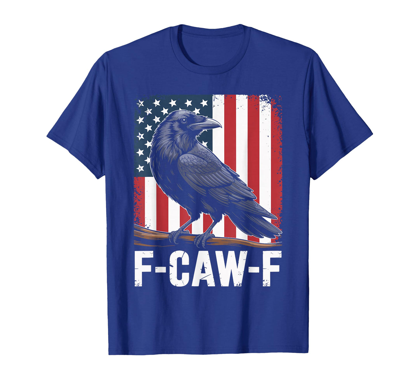 F Caw F Black Crow Black Bird Retro USA Flag Vintage T-Shirt