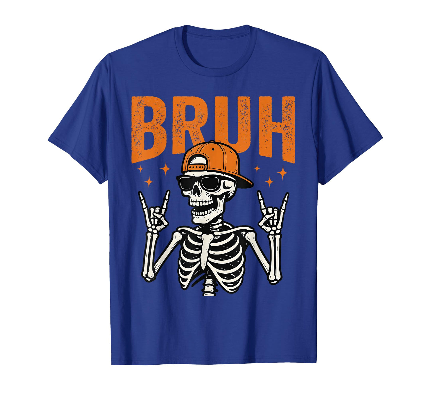 Bruh Punk Rock Skeleton Cool Rocker Halloween Men Teens Kids T-Shirt