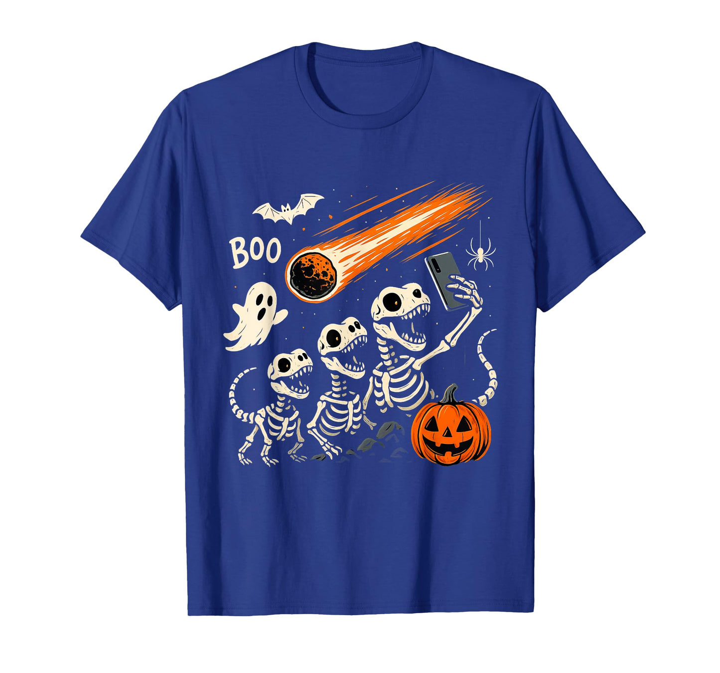 Skeleton Dinosaur T Rex Selfie Halloween T-Shirt
