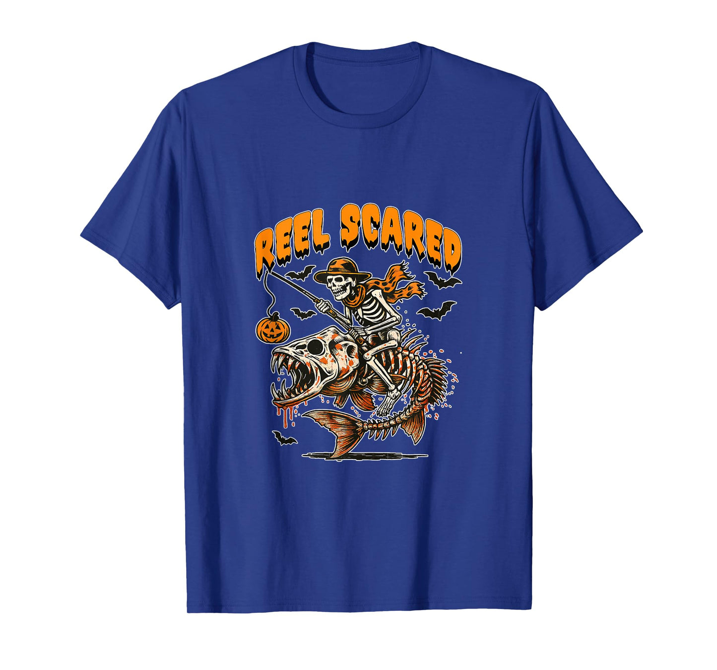 Mens Reel Scared Funny Halloween Skeleton Fisherman Fishing Tank Top